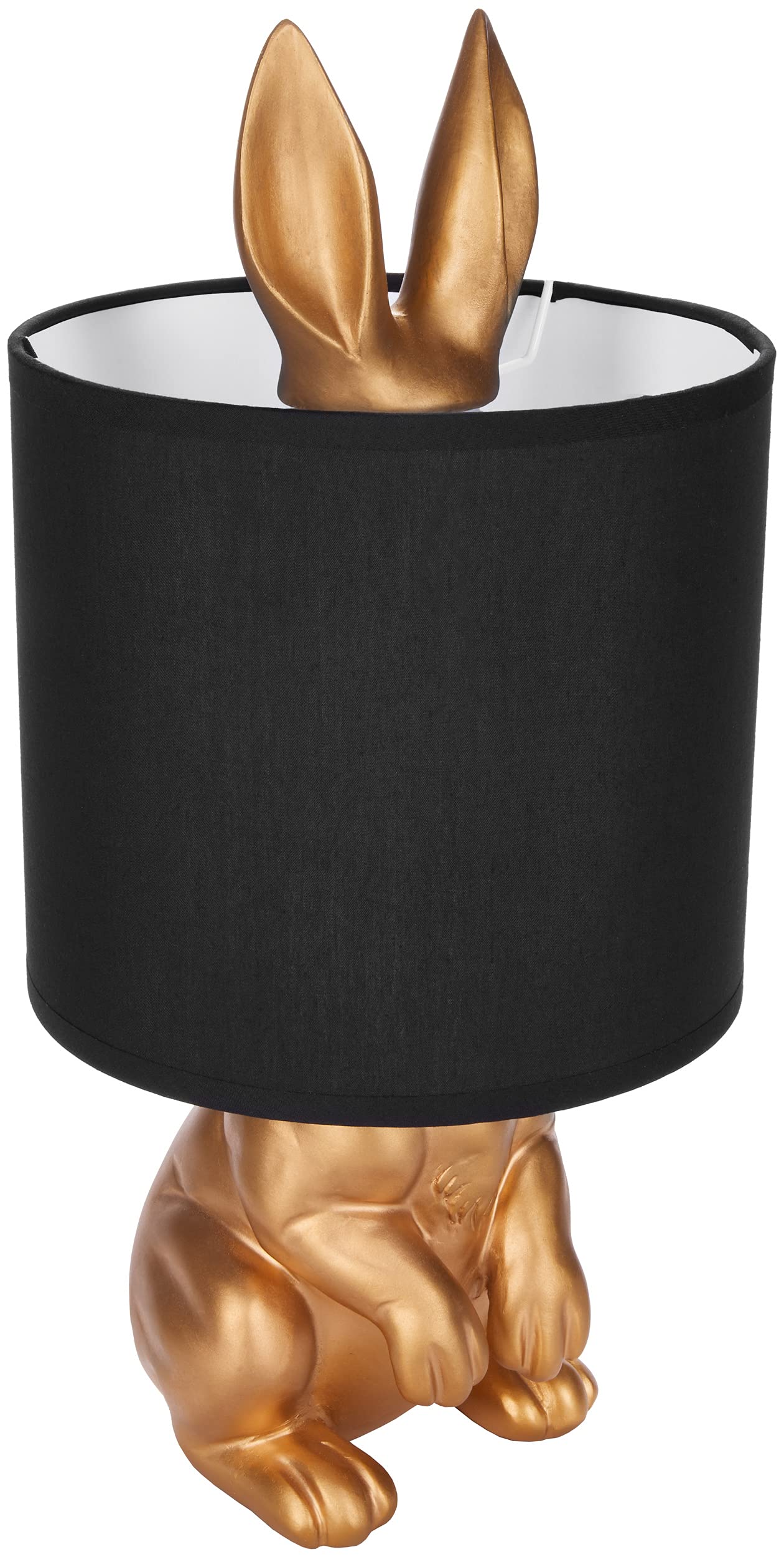 Brubaker Lampada da Tavolo o da Comodino Coniglio Dorato - Lampada da Tavolo con Base in Ceramica e Paralume in Tessuto - Altezza 42 cm, Nero Oro