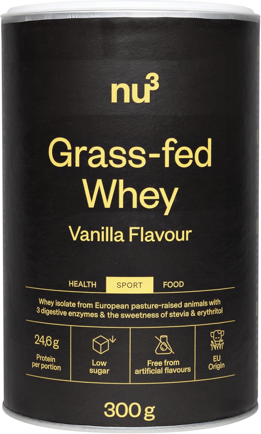 nu3 Grass-Fed Whey Protein - 300g Vanille mit 80% Eiweißgehalt