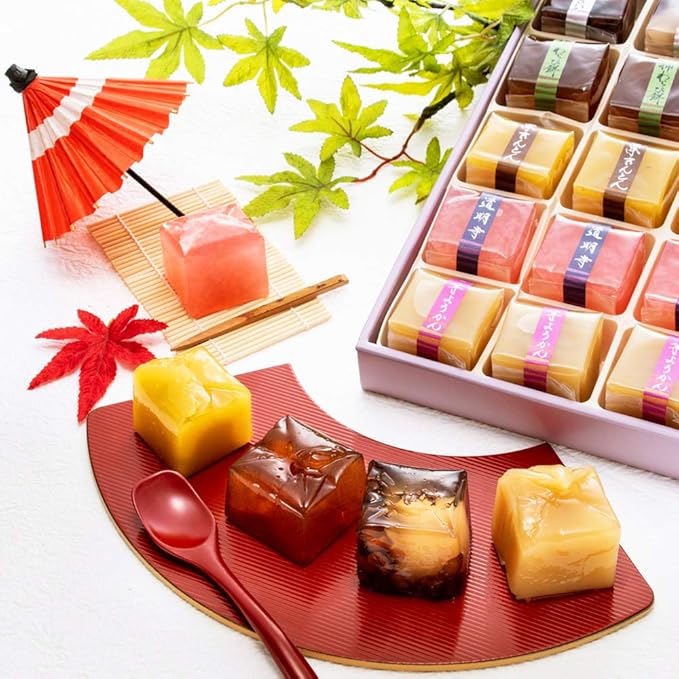 Amazon 創味菓庵 冬限定 和菓子 ゼリー 羊羹 詰め合わせ セット 特選一口ゼリー花風雅 中 国産 5種 15個 一口サイズ 包装紙済 創味菓庵 ゼリー 通販