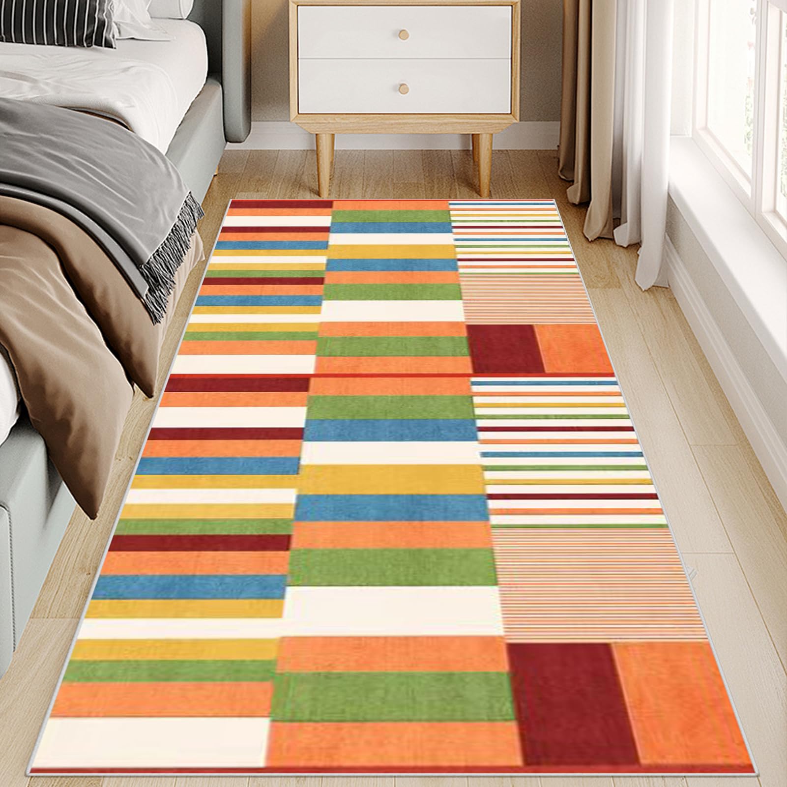 Läufer Flur Waschbar Küche Läufer 50 x 250 cm rutschfest Mit Gummi Multifunktionale Flurteppich Bettvorleger Teppichläufe Fußmatte Teppich für Eingang Schlafzimmer Wohnzimmer Waschküche