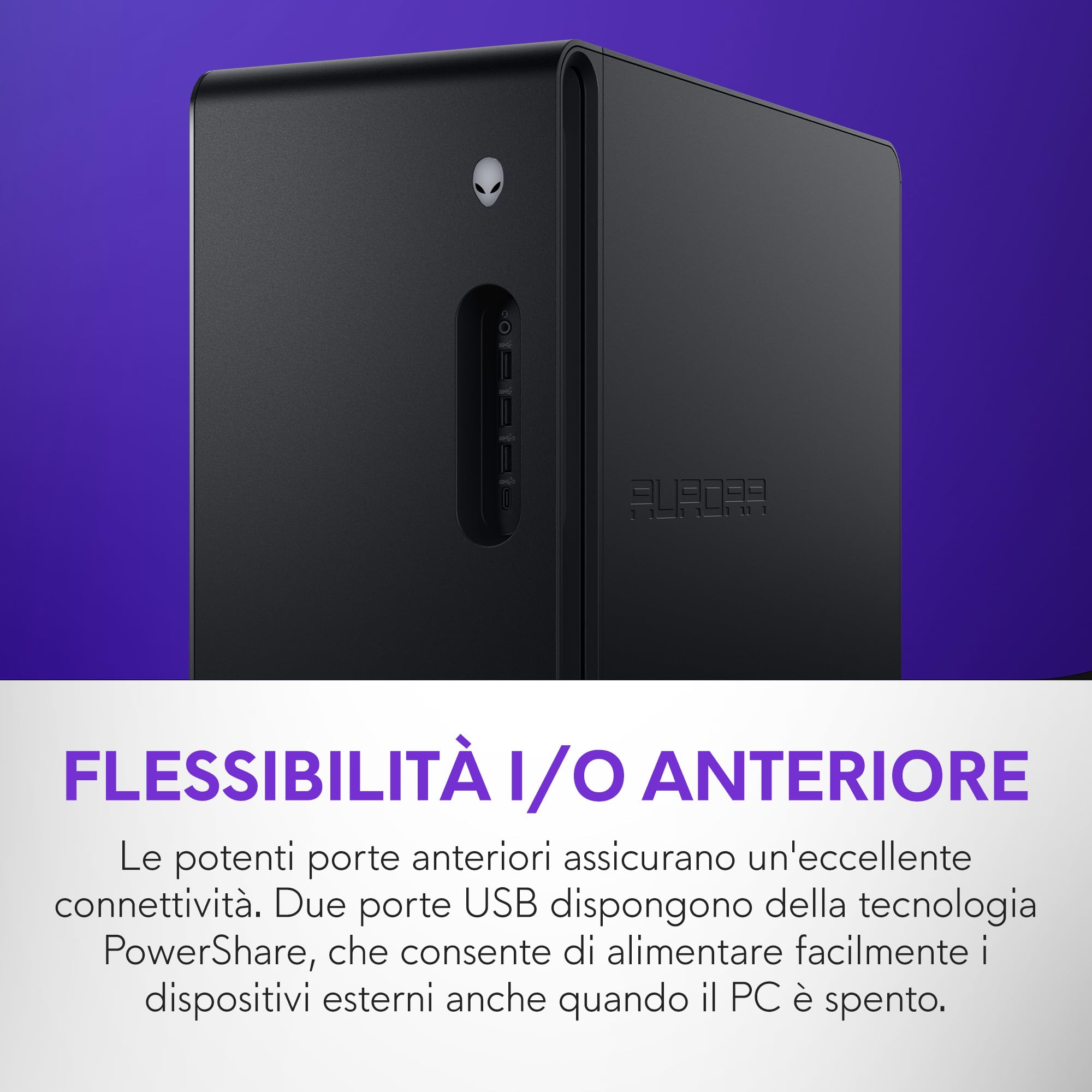 Alienware Aurora Desktop ACT1250, Intel Core Ultra 7 265KF, Windows 11 Home | NVIDIA GeForce RTX 5070 12GB GDDR7, 32GB DDR5 RAM, 1TB SSD, Wi‑Fi, Bluetooth, Ethernet 2.5G, Pronto per gaming