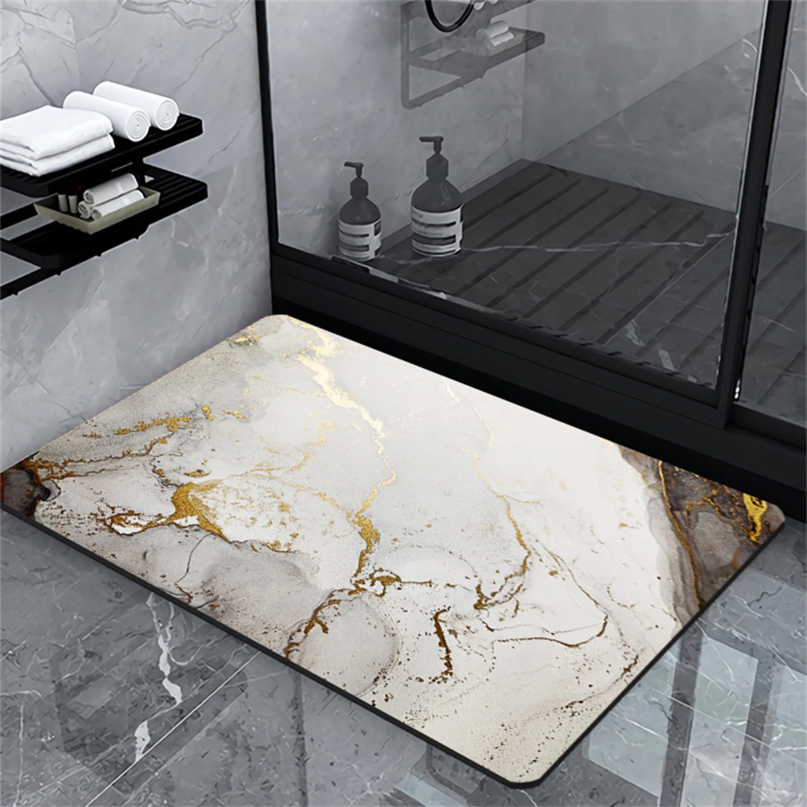Agua súper alfombra de baño absorbente antideslizante para bañera y ducha mármol