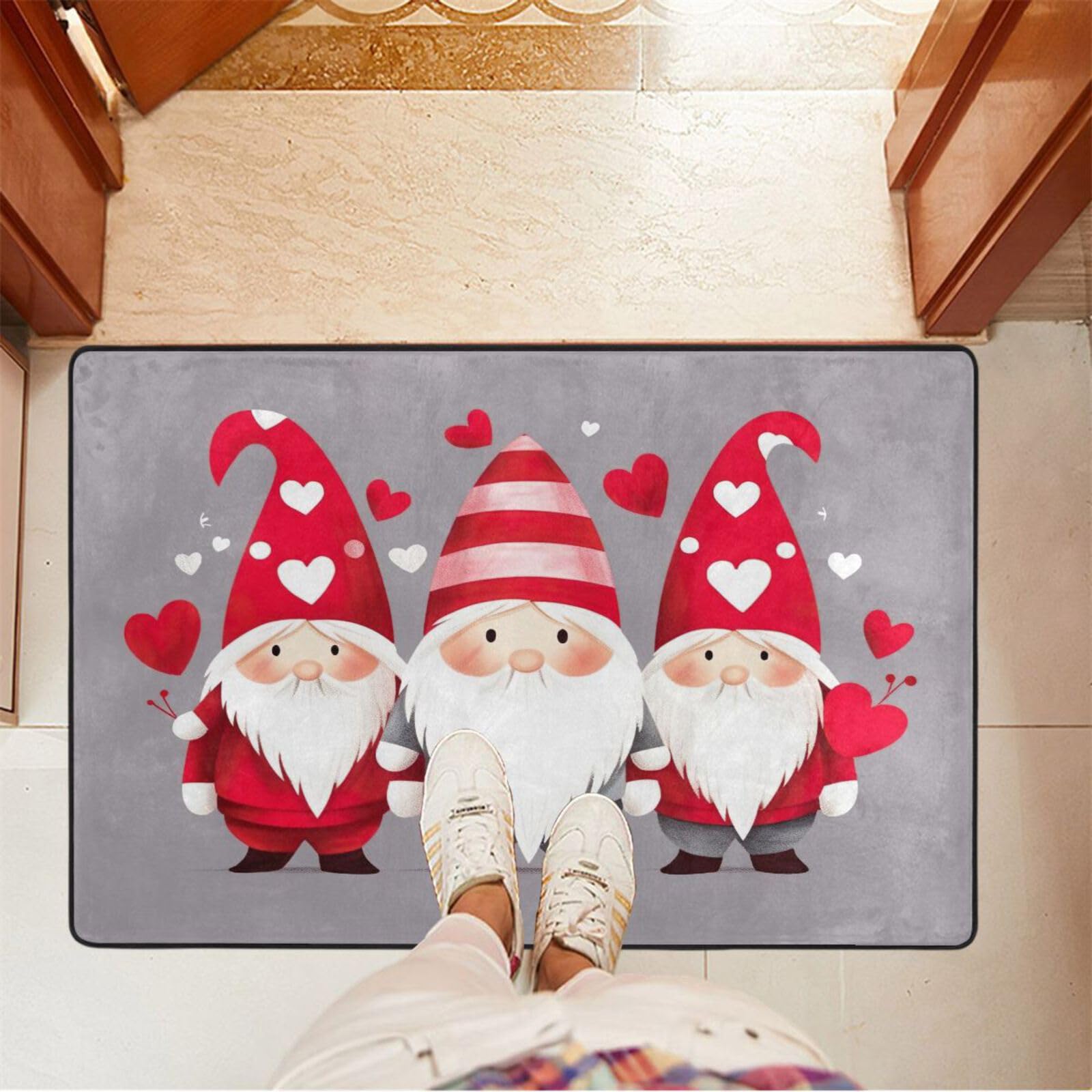 UMIRIKO Gnome Heart Valentine's Day Kitchen Rug Mats Anti Fatigue Non Slip Mats Kitchen Mats for Floor Kitchen Decor 36x24 Inch 202a5315