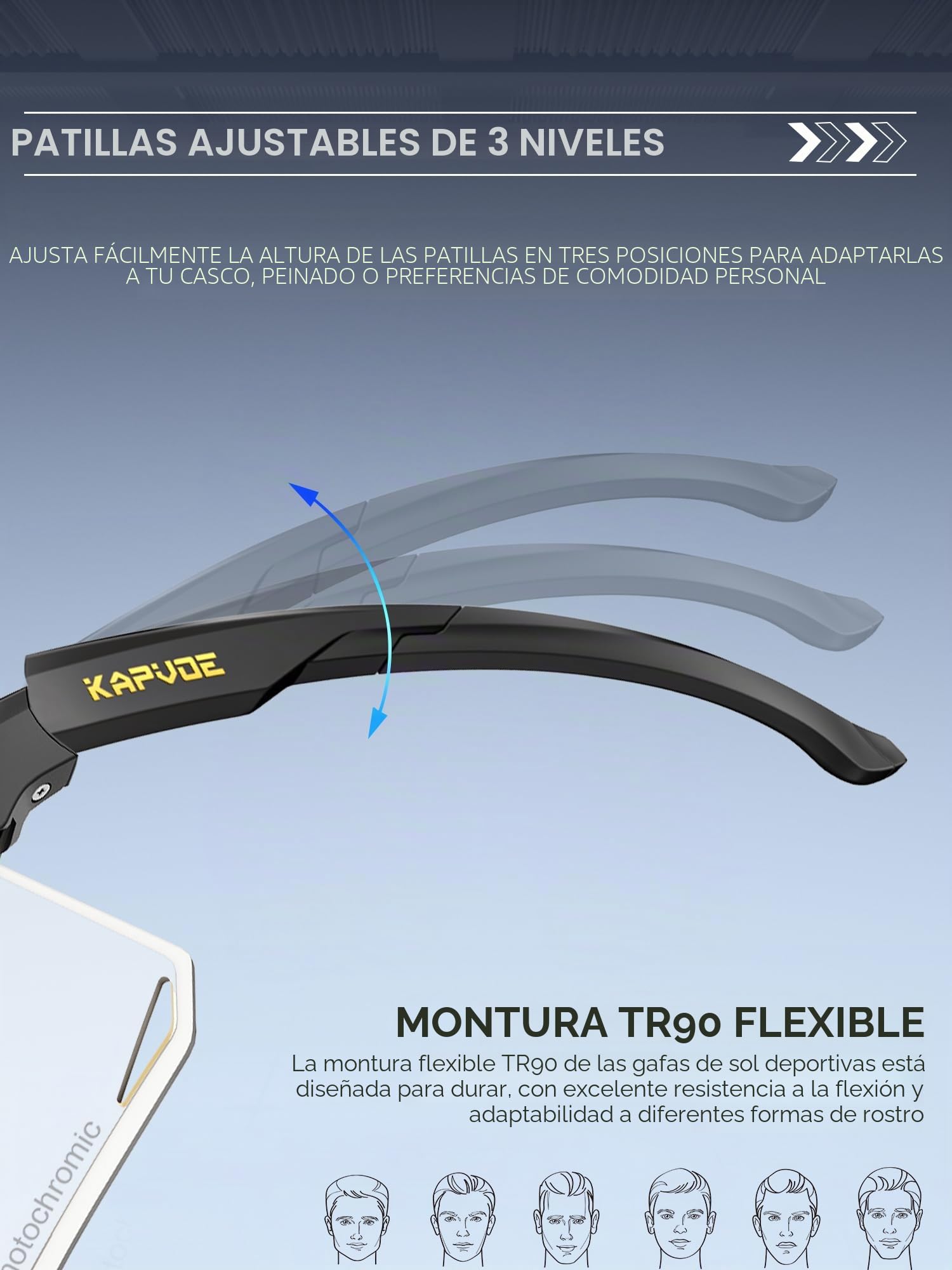 KAPVOE Gafas Ciclismo Fotocromáticas Hombre Mujer MTB Bicicleta K347