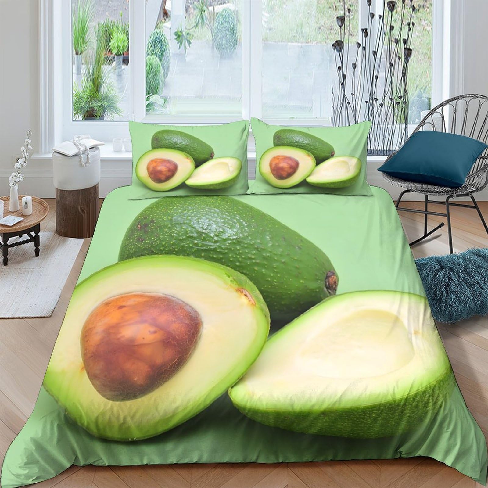 Ctjqhvkz Style-7 3D Printed Avocado Fruit Fitted Sheet Microfiber Soft Mattress Cover For Bedroom Decor, Machine Washable, Anti-Slip, Dustproof Single（135X200cm）