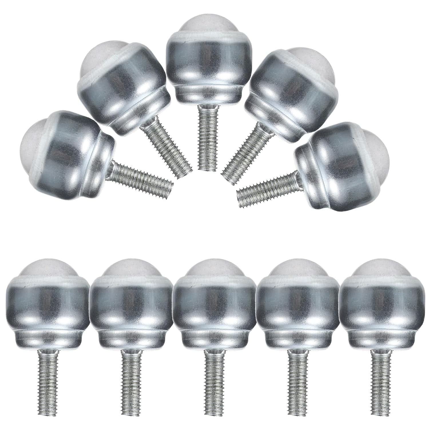 10pcs Carbon Steel Roller Ball Transfer Units with Threaded Stem, 360° Universal Small Caster Wheels for Workbench, Furniture, and Small Device Transmission