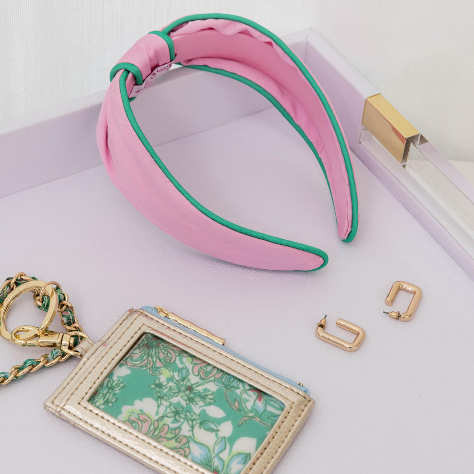 Lilly Pulitzer Slim Knot Embellished Headband in Peninsula Green - New Amazon.com : Lilly Pulitzer Pink and Green Low Knot Headband  main image 2