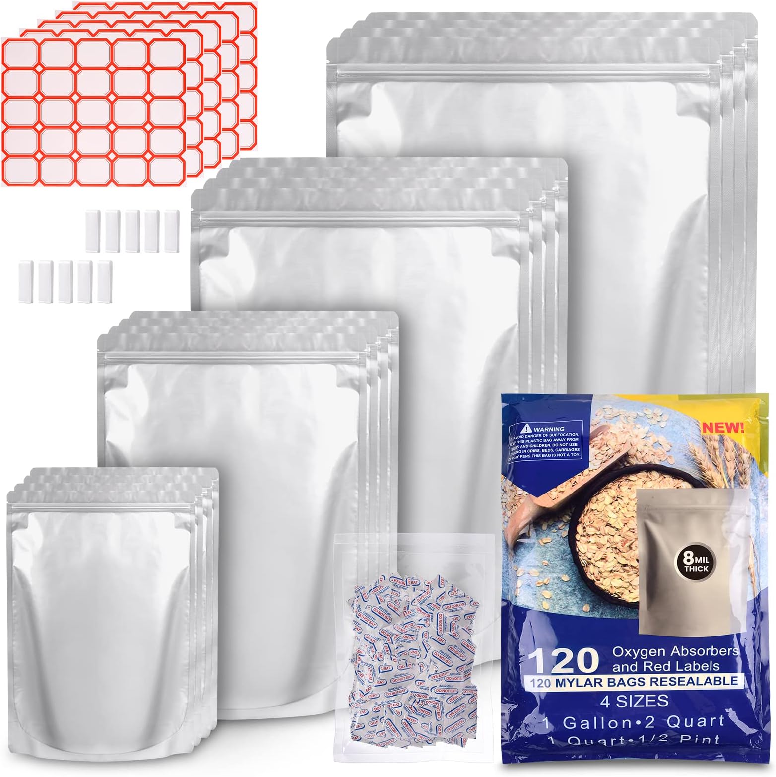 75pcs Mylar bags for Food Storage Extra Thick 10 Mil