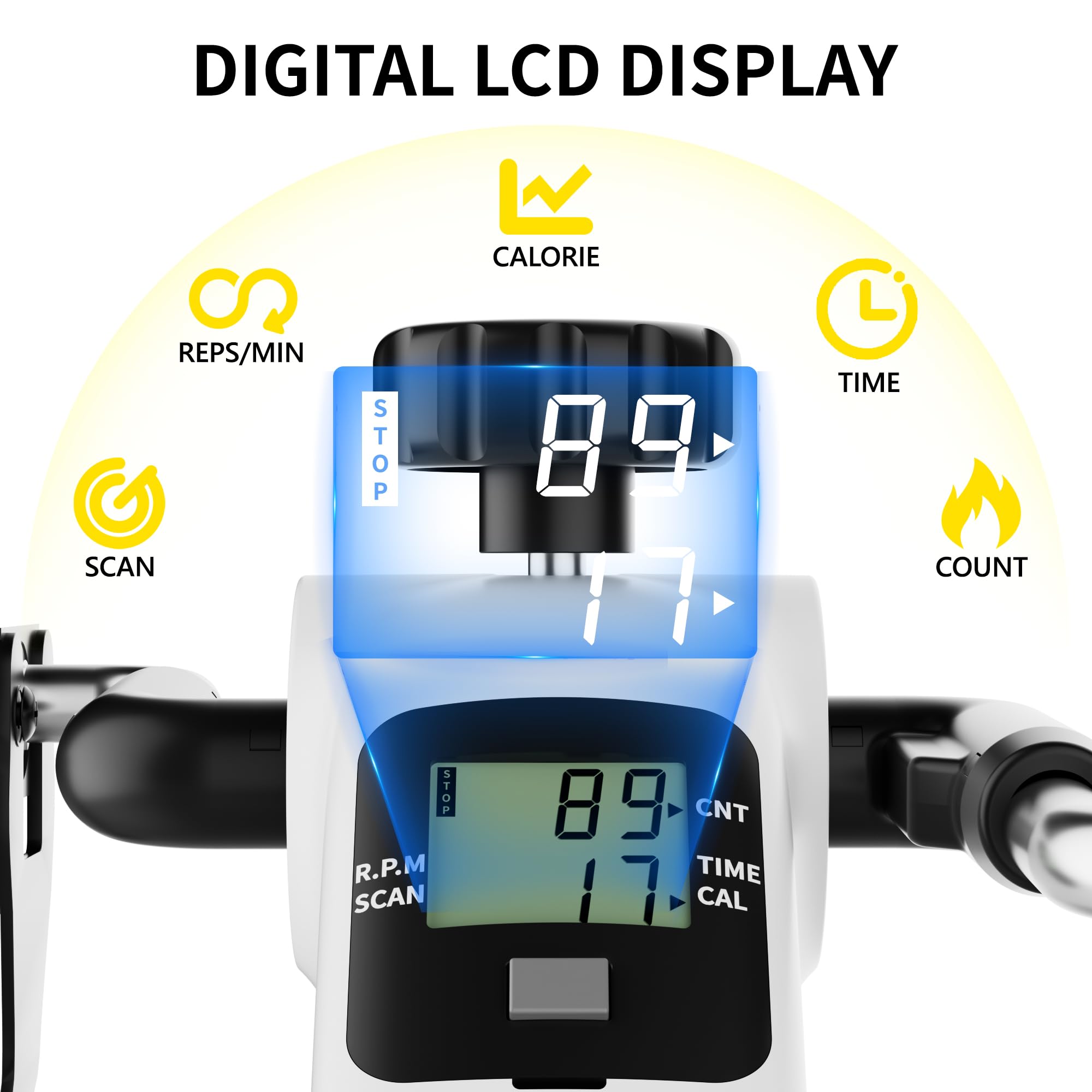MOMODA Untertisch-Fahrradpedaltrainer mit LCD-Display, tragbarer Mini-Heimtrainer
