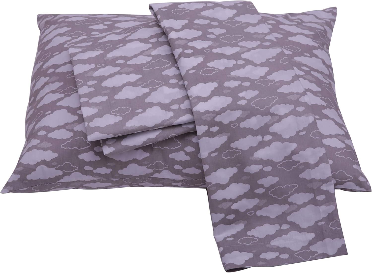 Bacati Clouds in The City 3 Pc Toddler Bedding Sheet Set, White/Grey