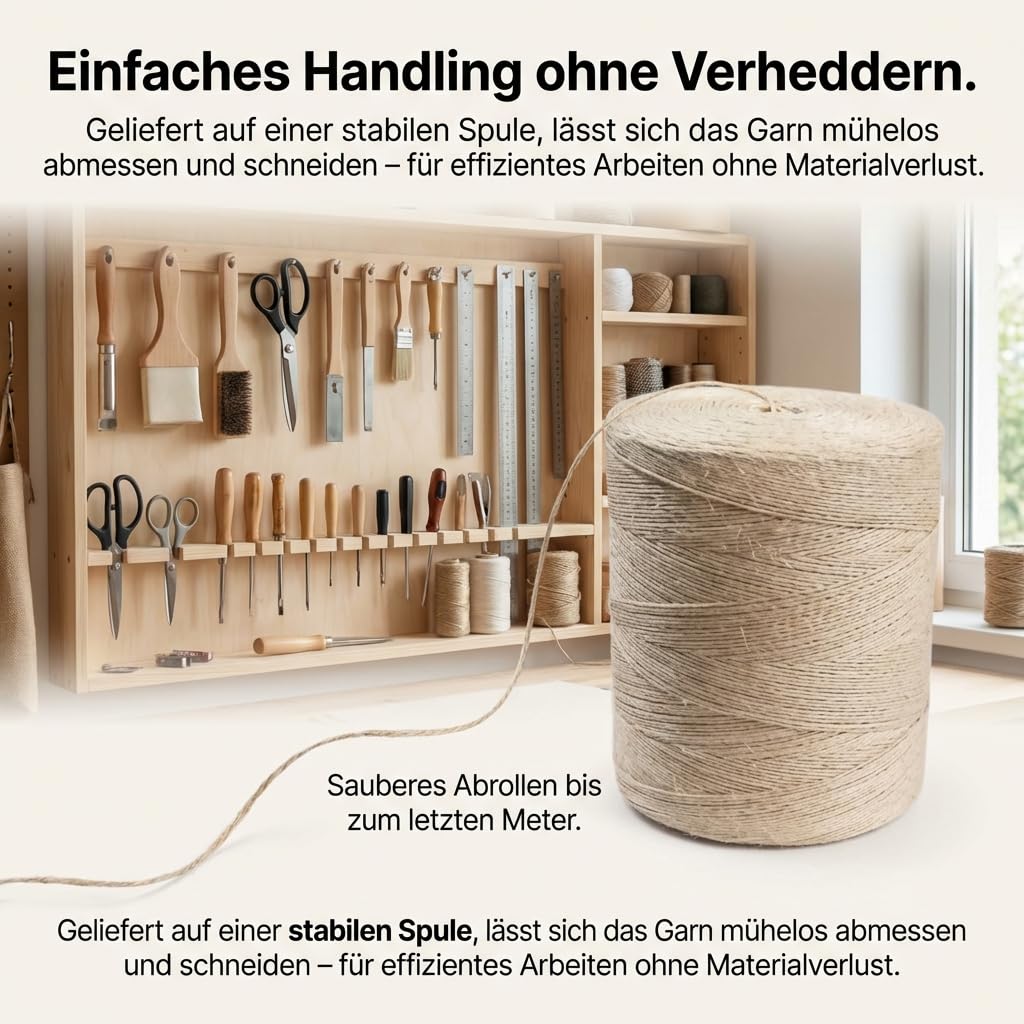 Sisalgarn 2mm 1500m Naturschnur Bindegarn Paketschnur Garten Basteln