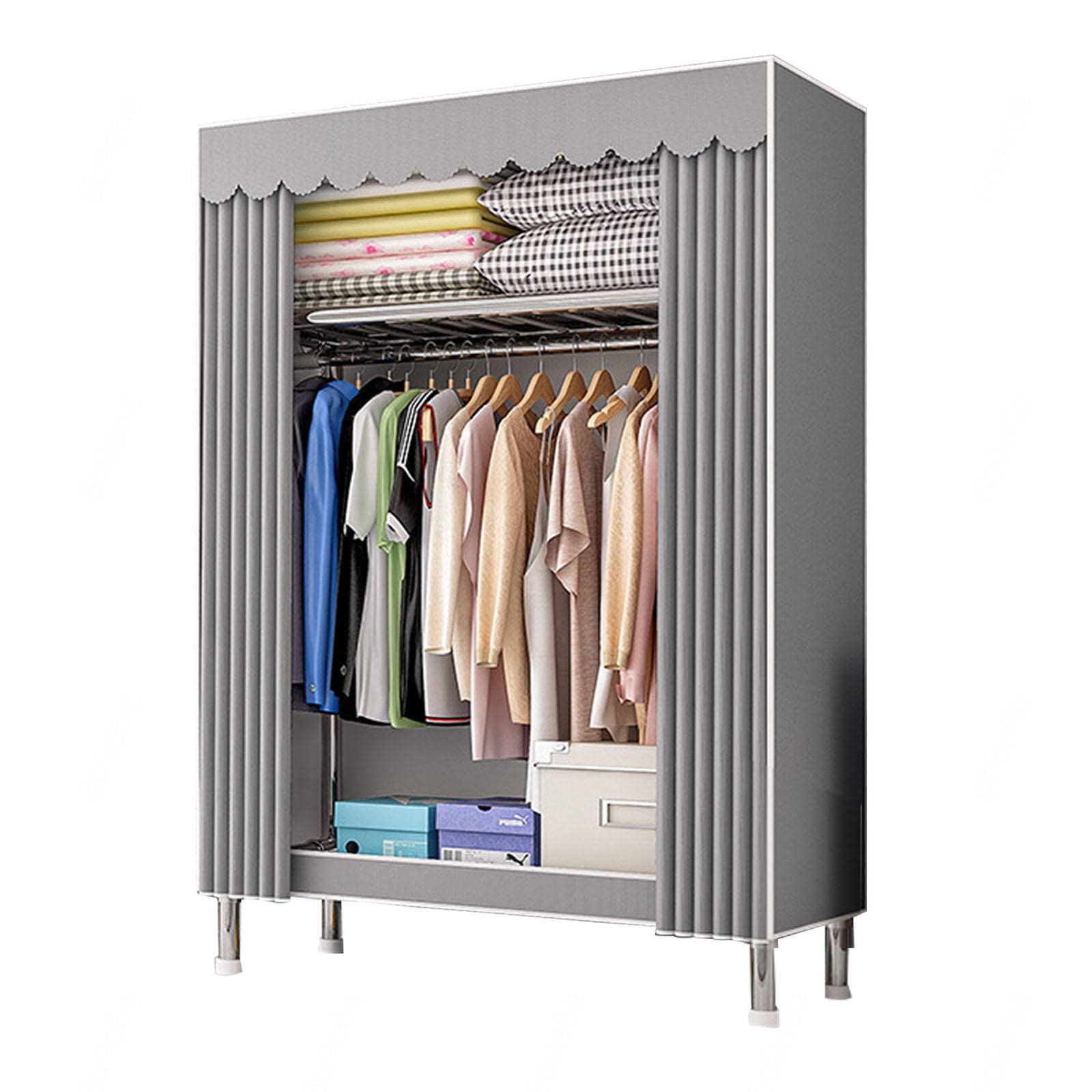 Armoire de rangement en tissu avec étagères d'armoires en toile et penderie