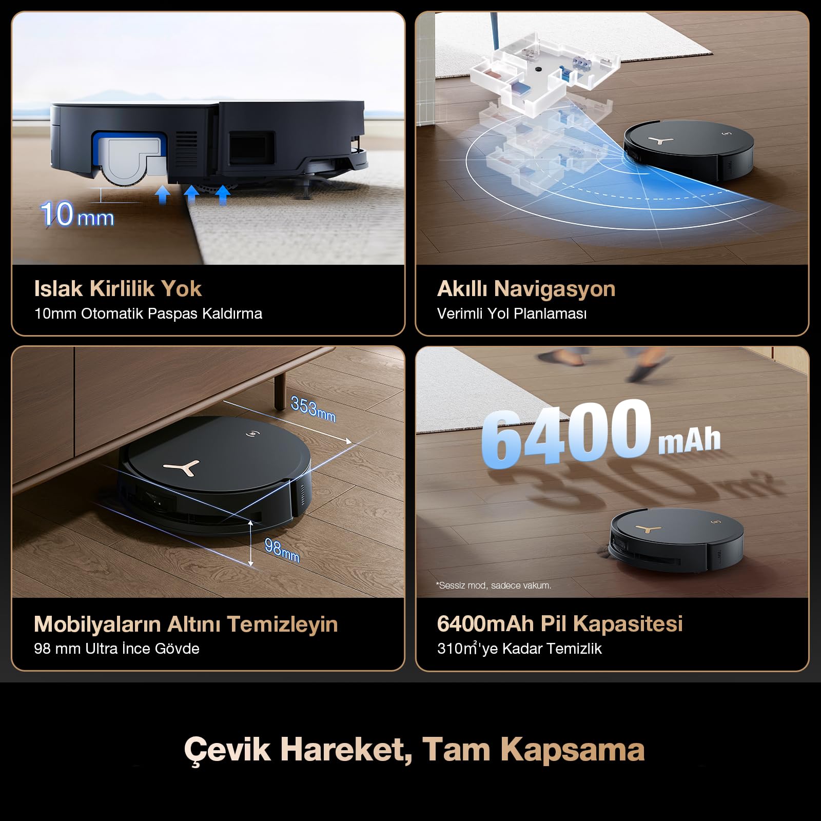 ECOVACS DEEBOT X8 PRO OMNI Robot Aspirapolvere Lavapavimenti, 18000Pa, Tecnologia di Lavaggio Automatico Istantaneo OZMO ROLLER, Pulizia con acqua calda 40-75°C, Soluzione Detergente Automatica, Nero