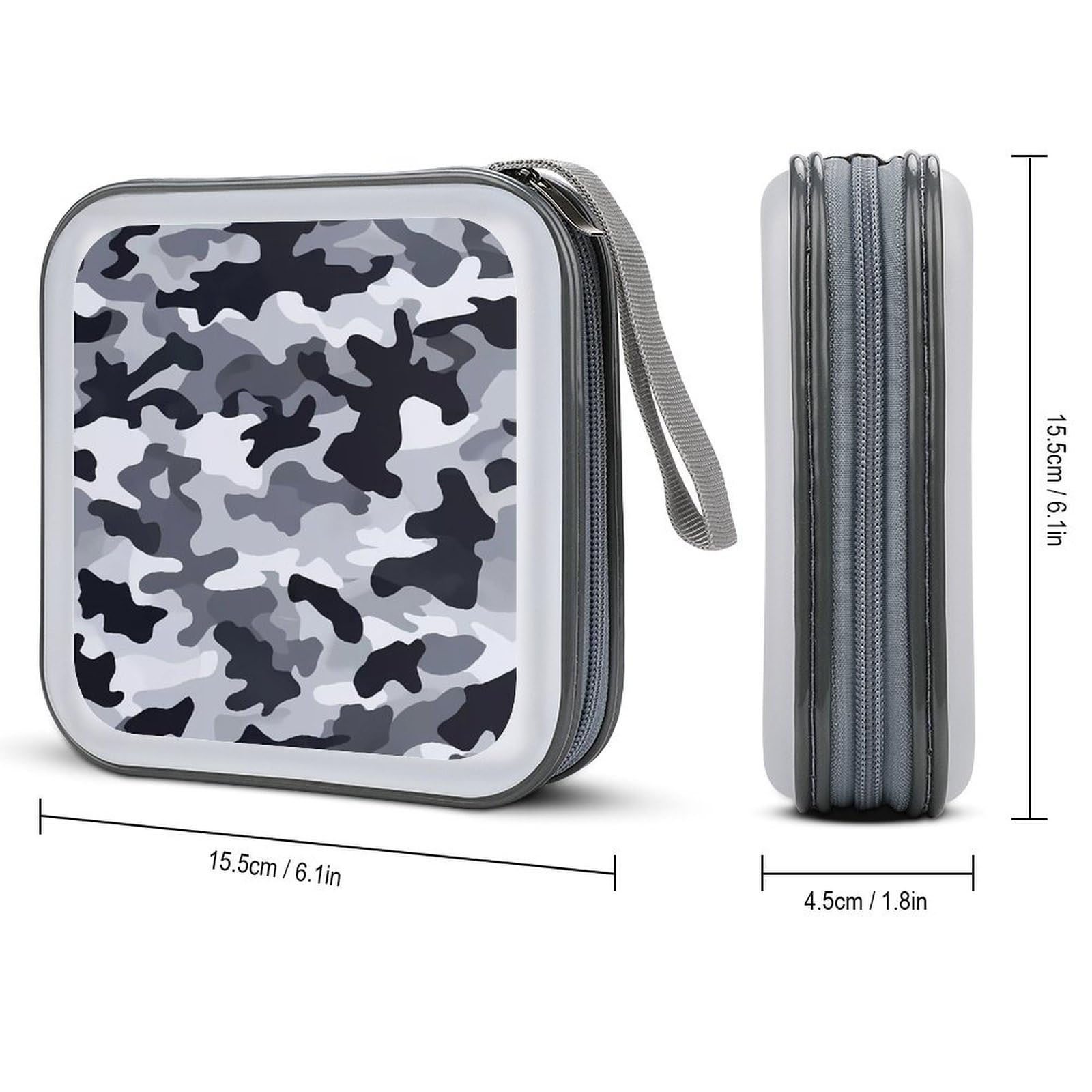 Gray Camouflage CD Case Portable DVD Holder Storage Organizer for Home Travel