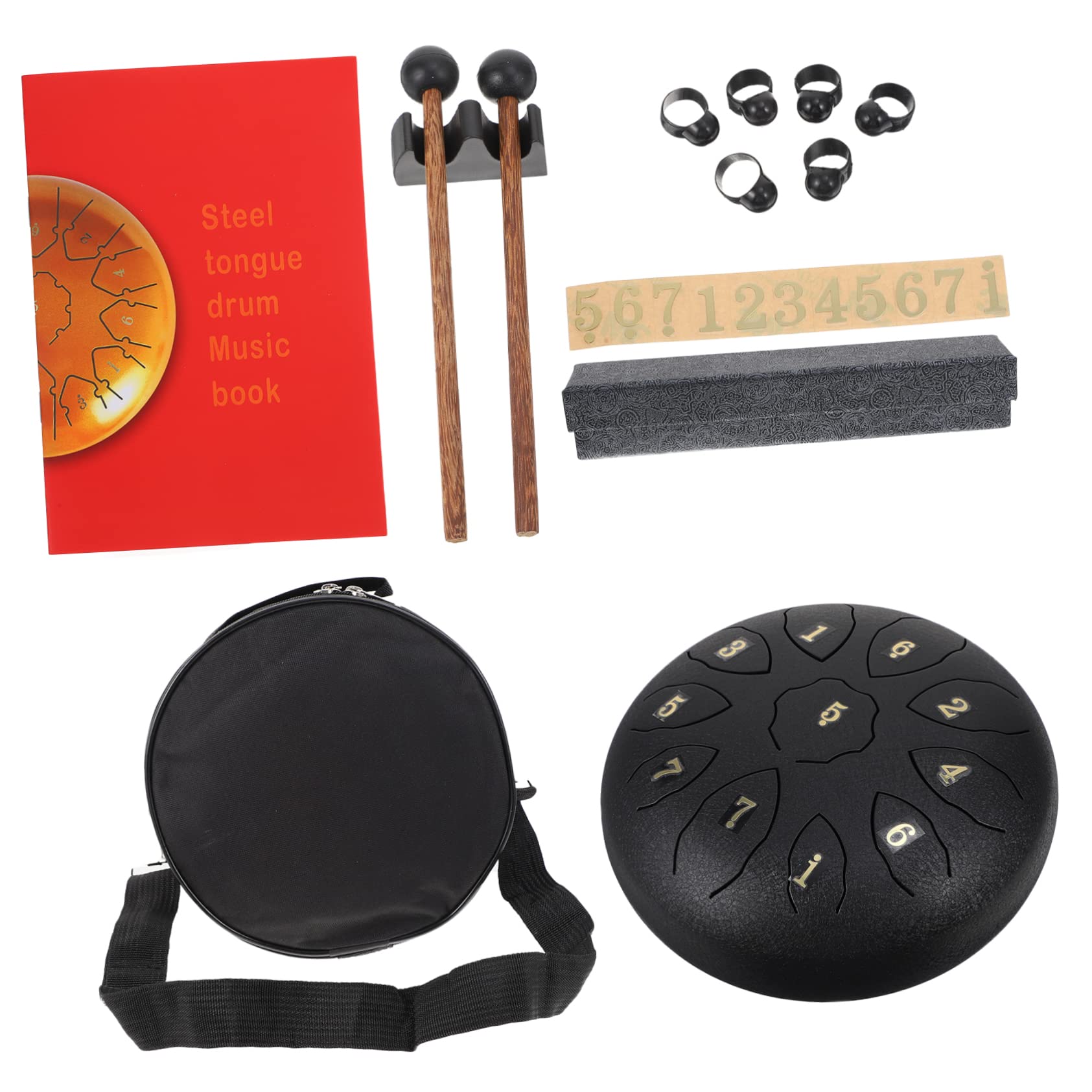 Yardwe 1 Set Carbon Steel Tongue Drum Ethereal Percussion Instrument for Music Enrichment and Meditation for Beginners and Includes Convenient