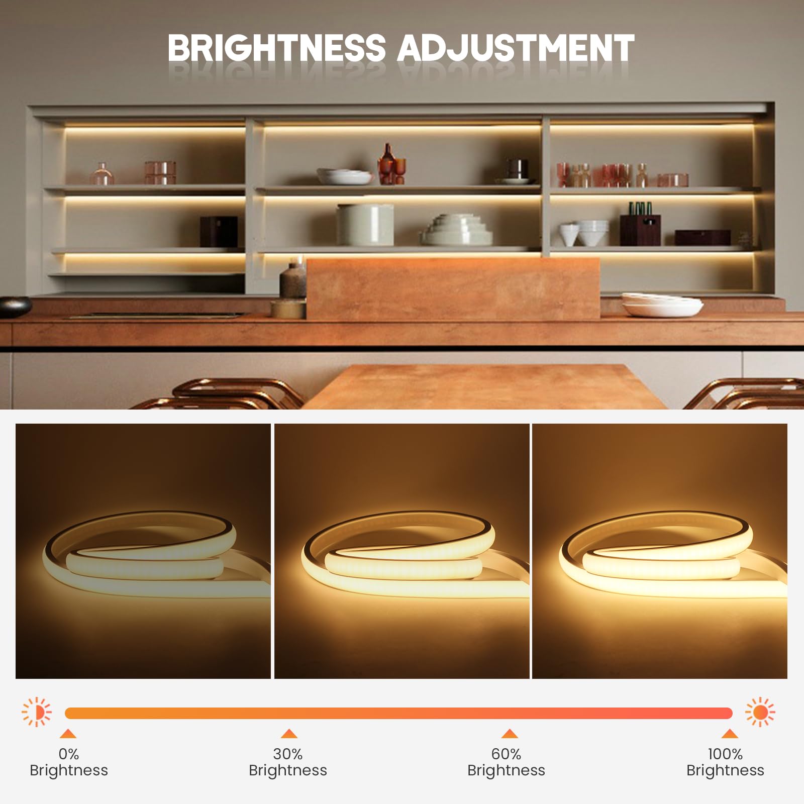 KISUFU Tira de LED COB 220V con WIFI 23 Key IR 750W Dimmer, IP65 Impermeable 288 Leds/M Cada Corte de 50cm Tira LED Neón Strip Light para Dormitorio, Jardín, Techo, Decoración Exterior.