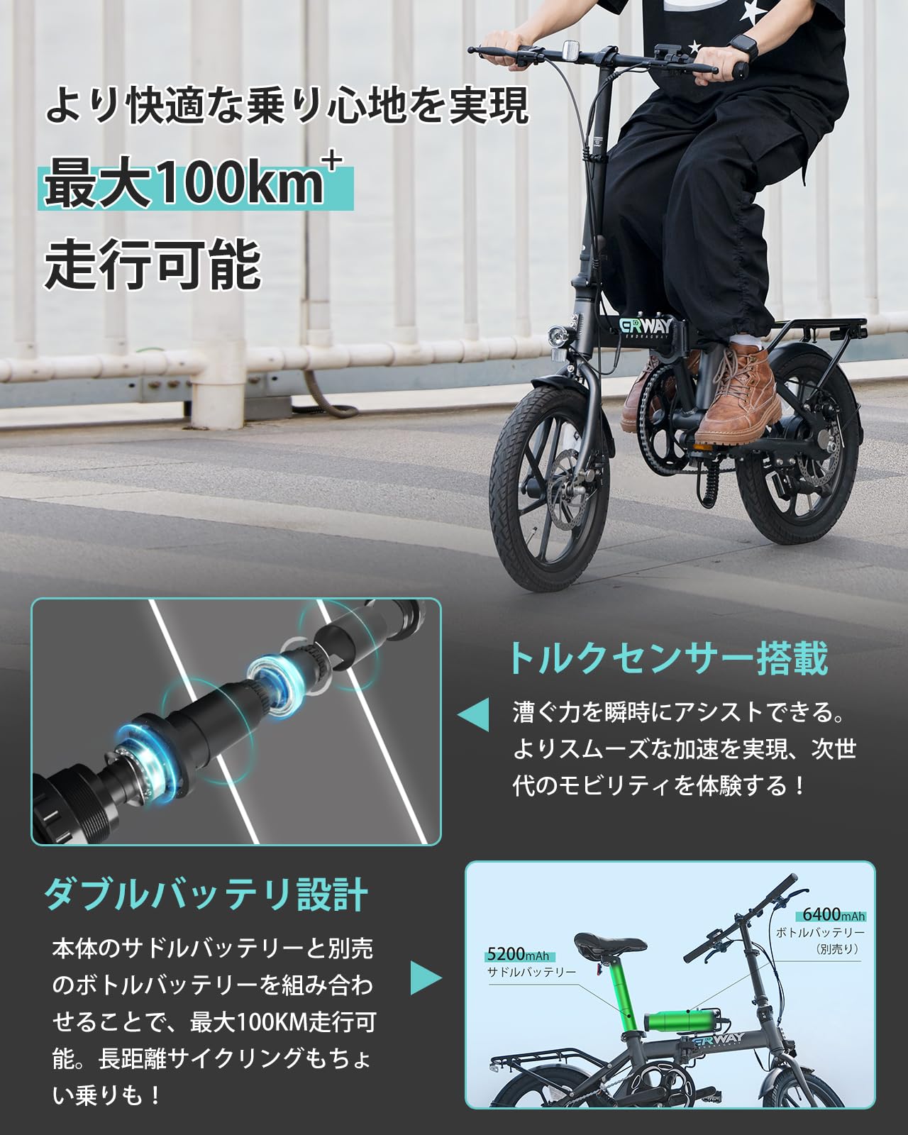 Amazon | ERWAY 電動アシスト自転車 電動自転車 折りたたみ【公道可 