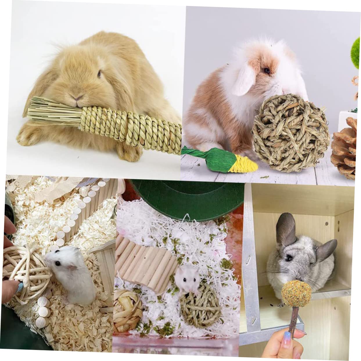 INOOMP 36piezas Juguetes para Hámster Juguetes Masticables para Roedores Diversión y Enriquecimiento para Conejos y Chinchillas