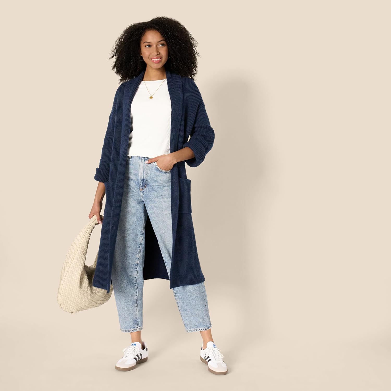 Amazon Essentials Women's Oversized-Fit Cotton Blend Heavyweight Texture Stitch Long Cardigan Sweater - Image 4