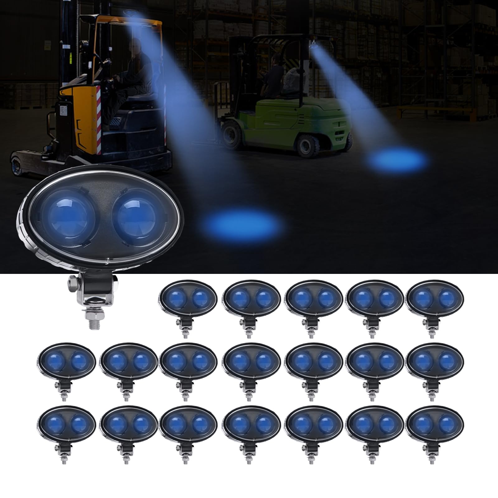 ONERAY [20PCS] Led Forklift Safety Light 8w Blue Spot Lights for Warehouse Warning Spot Light DC10-100V 250LM 5.5inch
