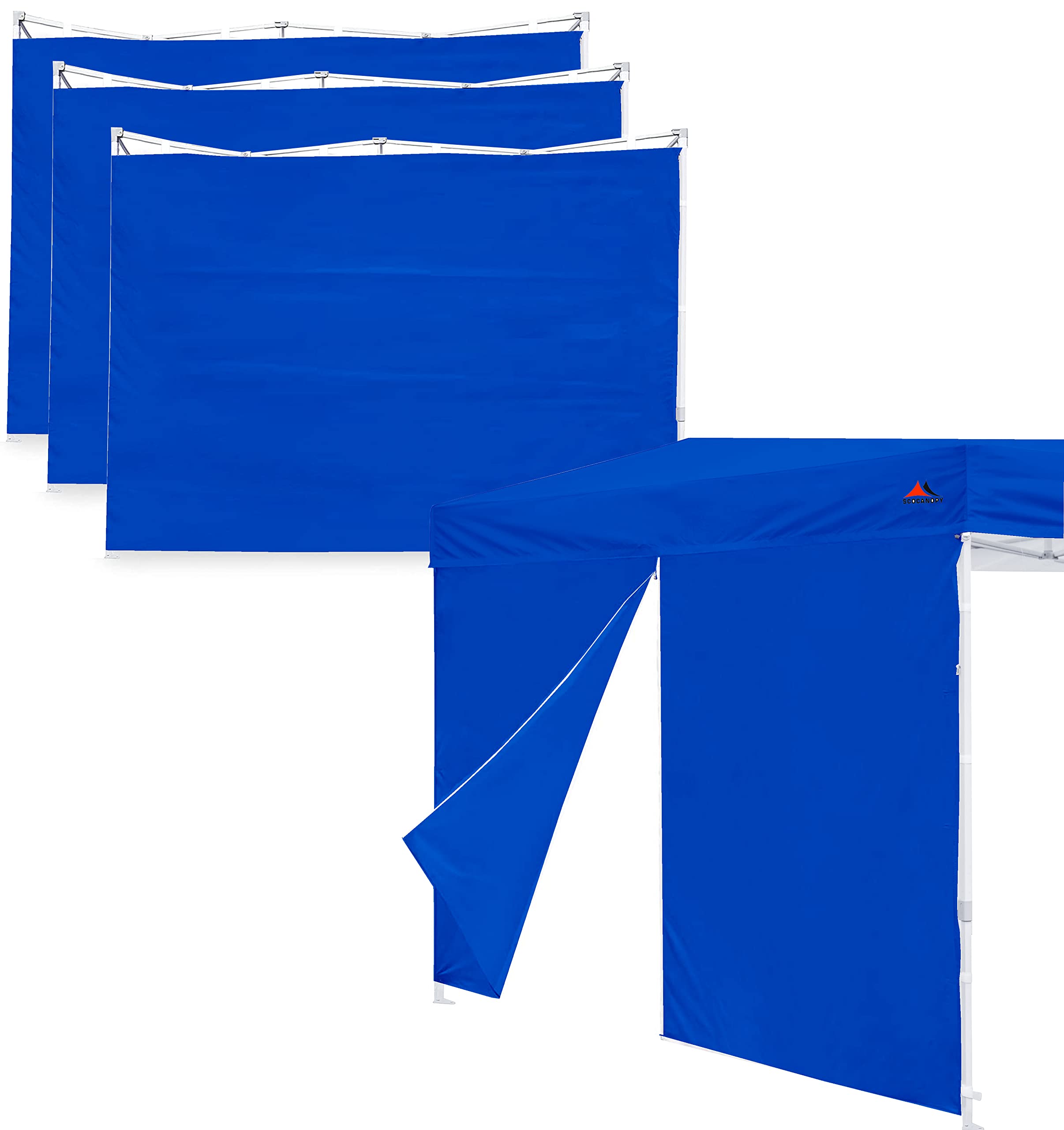 SCOCANOPY SideWall for 10x10 Canopy Frame, 3 Pack SunWall with 1 Pack Door Only,Blue