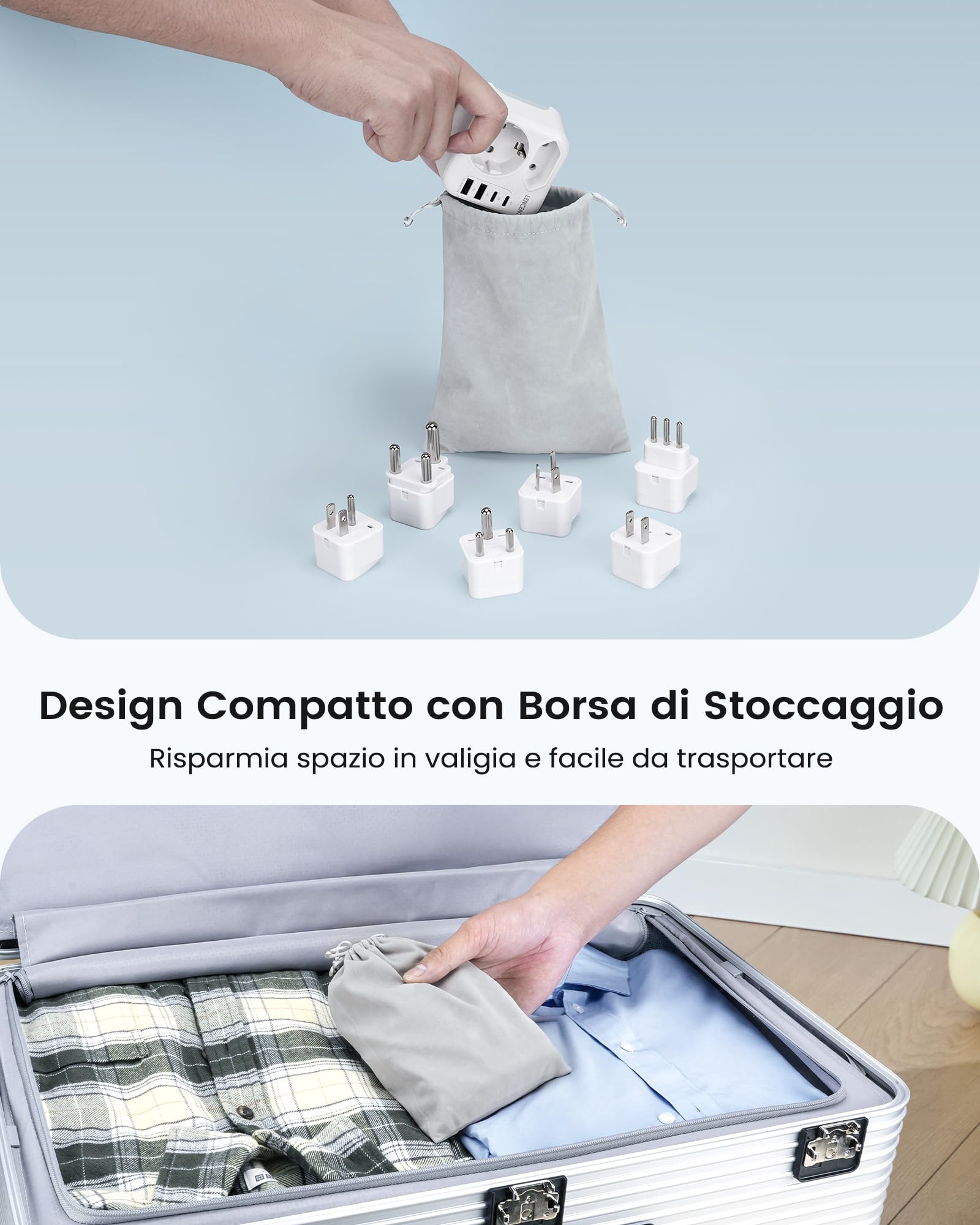 LENCNET Adattatore da Viaggio Universale, Spina Tipo A/B/G/D/I/L/M