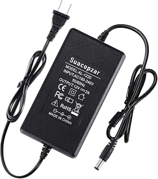12V 2A DC Power Supply Adapter 100V~240V AC to DC 12Volt 2Amp Converter Regulator 5.5x2.5mm/ 5.5x2.1mm DC Plug (12V 2A)