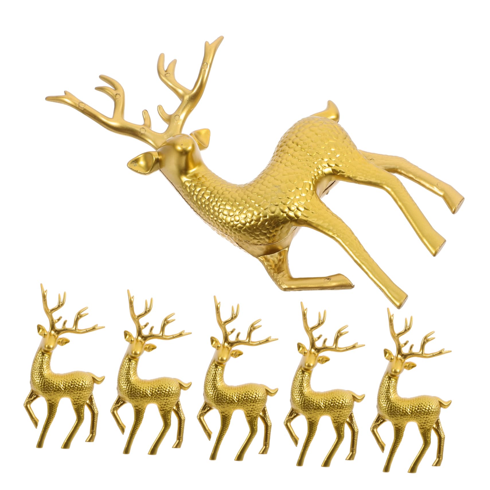 NUOBESTY 6 Piezas Alce Reno Escultura De Ciervo Topper De Pastel De Reno Mesa De Decoración Navideña De Renos Adorno De Ciervo De Mesa Figura De Reno De Vacaciones El Plastico Golden