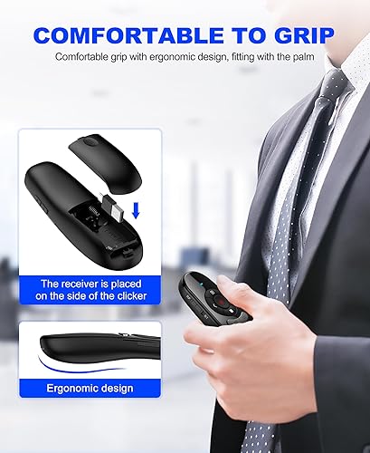 Vista 31 de Presentación Remote Clicker, Presentador Inalámbrico para Presentación de PowerPoint Remote, RF 2.4GHz USB para Mac, Keynote, Ordenador, Portátil