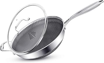 Induction Wok, Anti-scratch, PFOA Free Stainless Steel, Oven Resistant Glass Lid, Wok Pan 30 cm Wide, For All Electric, Gas, Ceramic Hobs (28 CM)