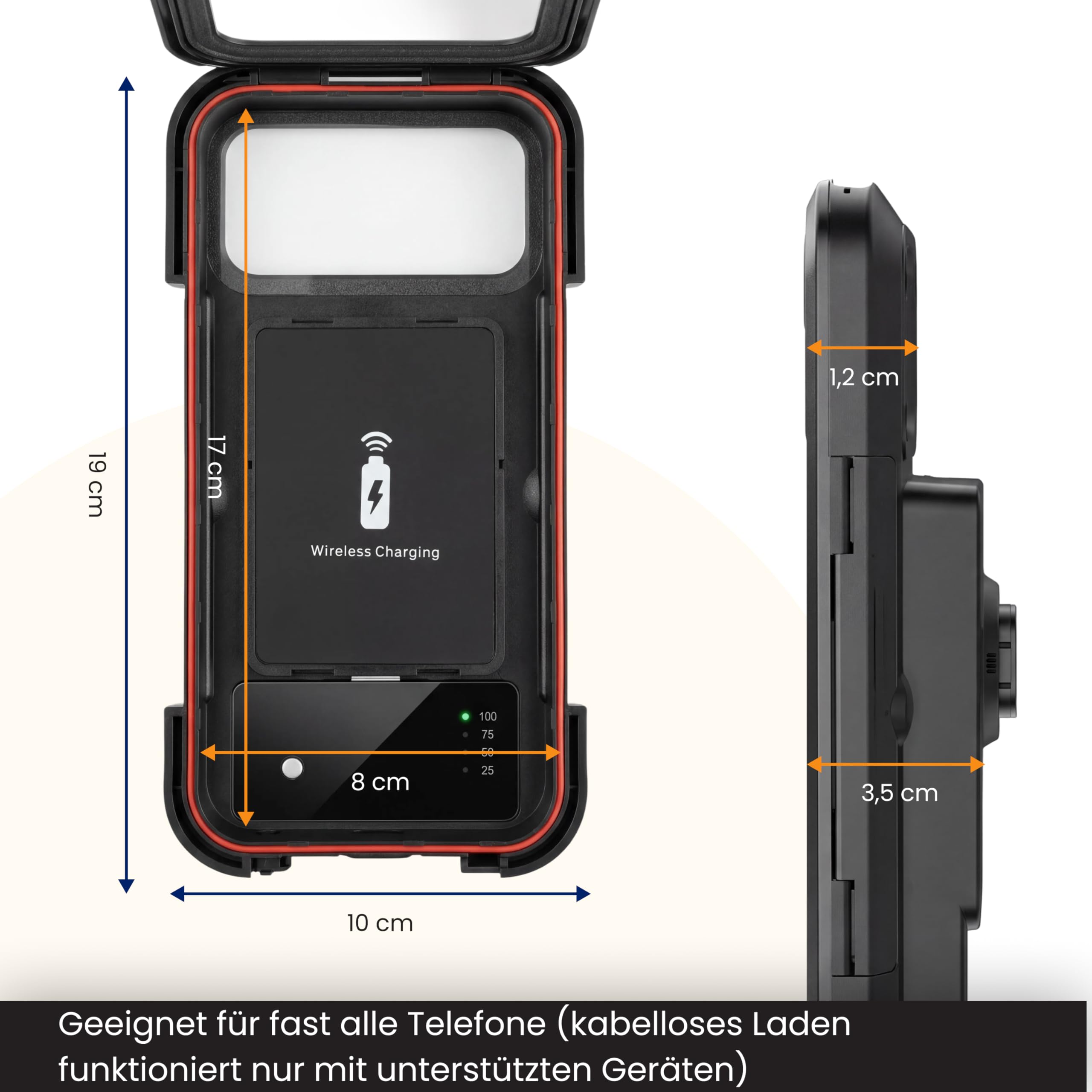 R2B Handyhalterung Fahrrad mit Powerbank 5000mAh Wasserdicht Fahrradhalterung Telefon, Smartphone Halterung Fahrrad mit Kabelloser Aufladung für Motor, Roller und E Bike