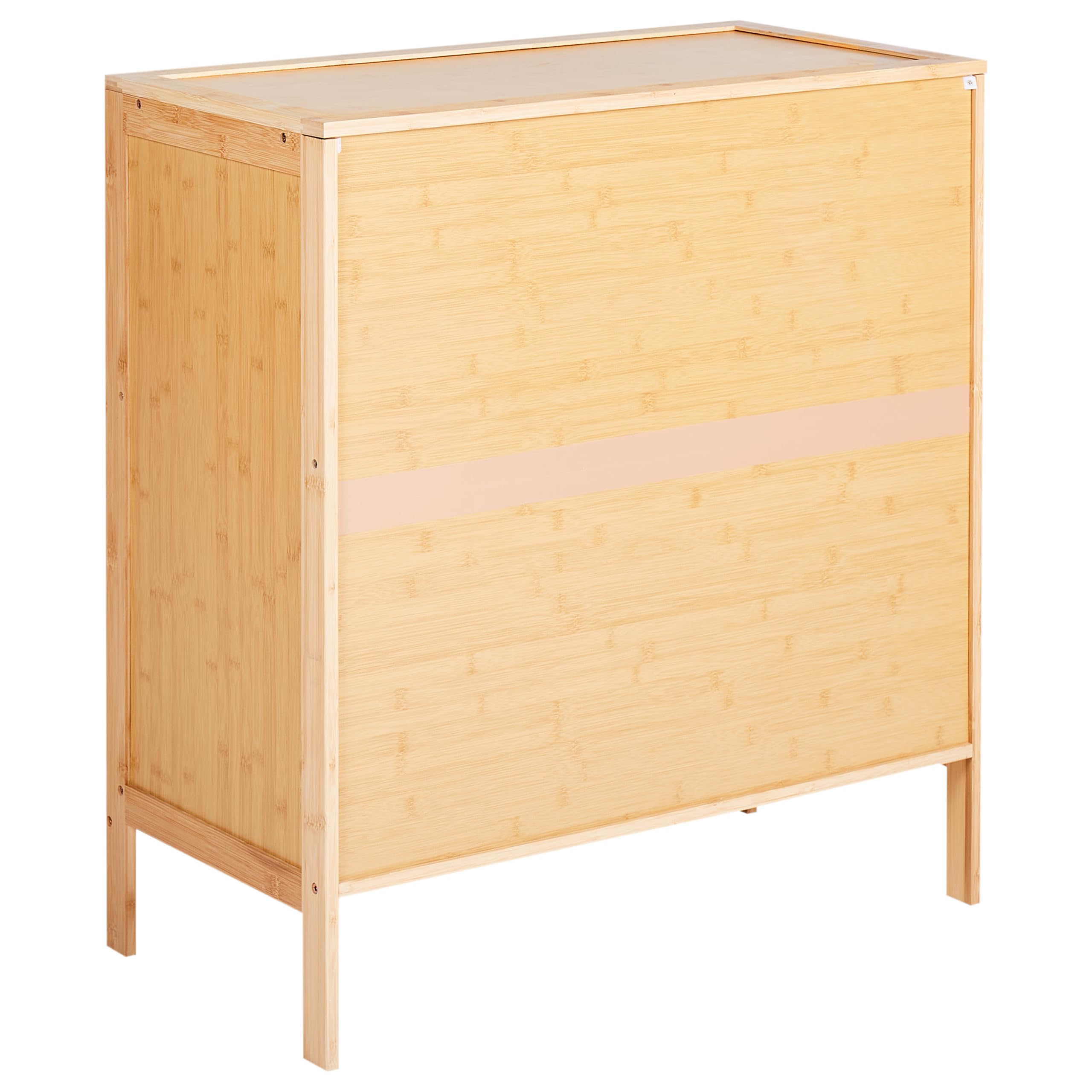 Beliani Mueble Zapatero aparador 2 Puertas de bambú Puertas correderas con baldas almacenaje Estilo Boho Madera marrón Claro Midwood