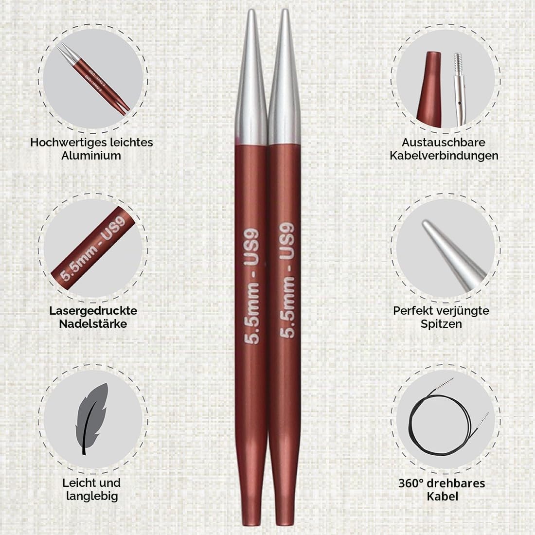 KnitPro Deluxe-Geschenkset – Zing austauschbare Rundstricknadeln (3,50–8,00 mm) mit Zubehör, Bunt