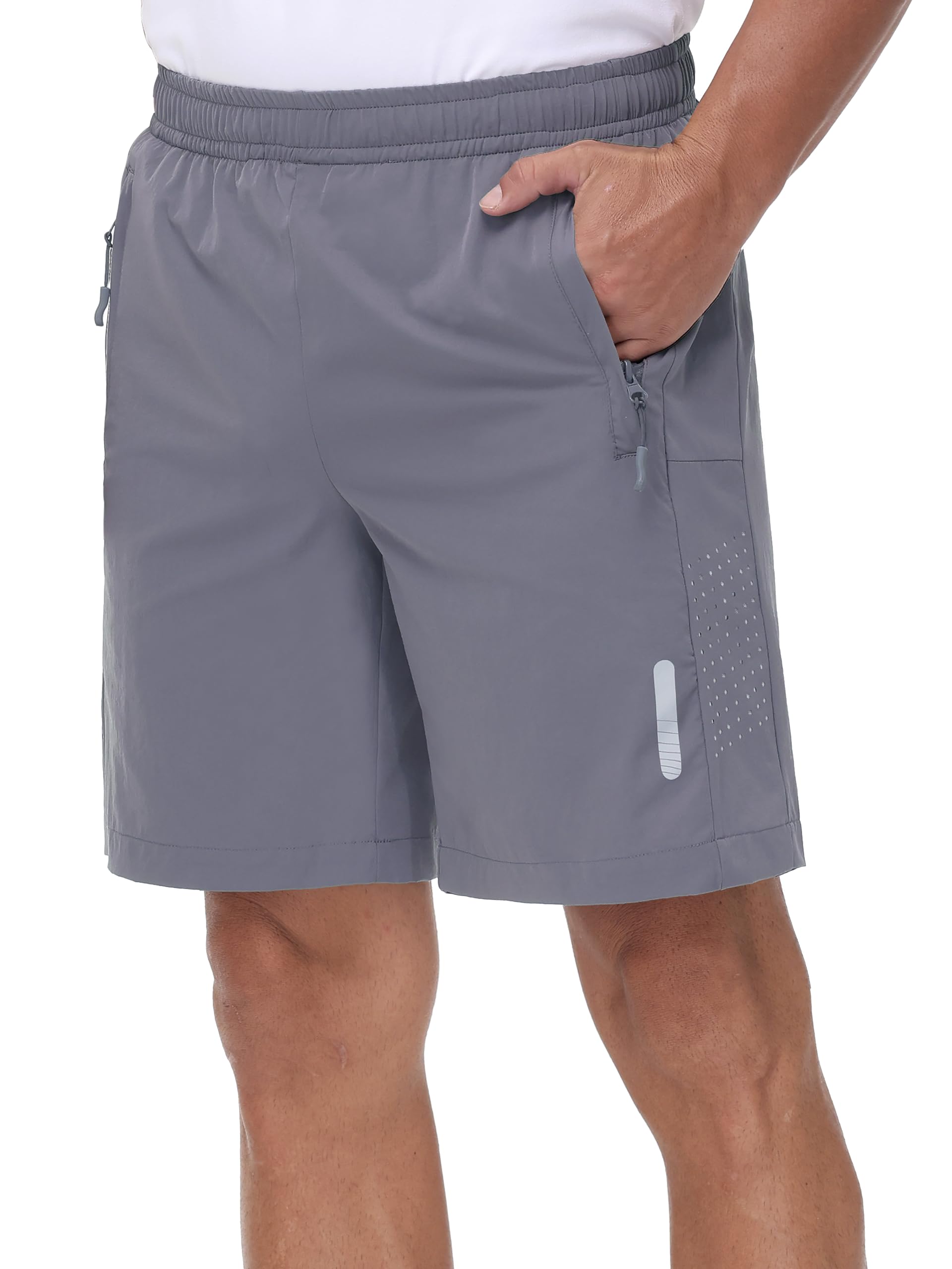 Rvinroo Sport Shorts Herren Schnelltrocknende Training Herren Gym Bodybuilding lässige Shorts Basketball Atmungsaktive Laufshorts mit Reißverschlusstasche