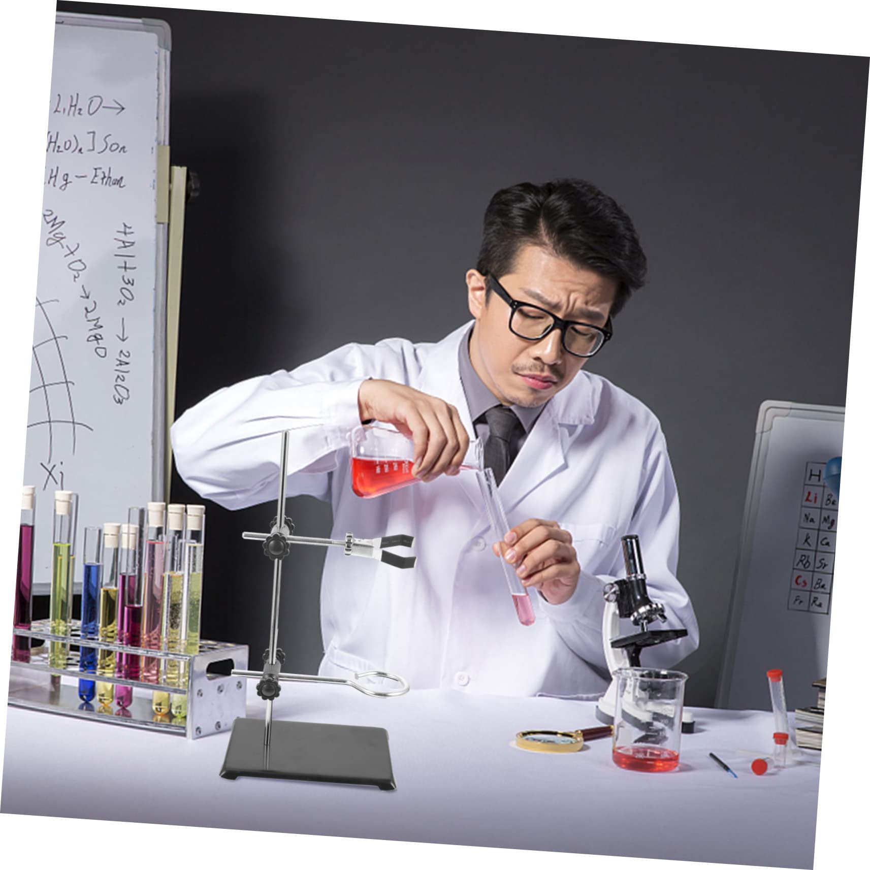 Support de Cornue de Laboratoire Cadre Miniature avec Pince de Burette Anneau et Plate forme Stable Pièce pour Laboratoire de Chimie