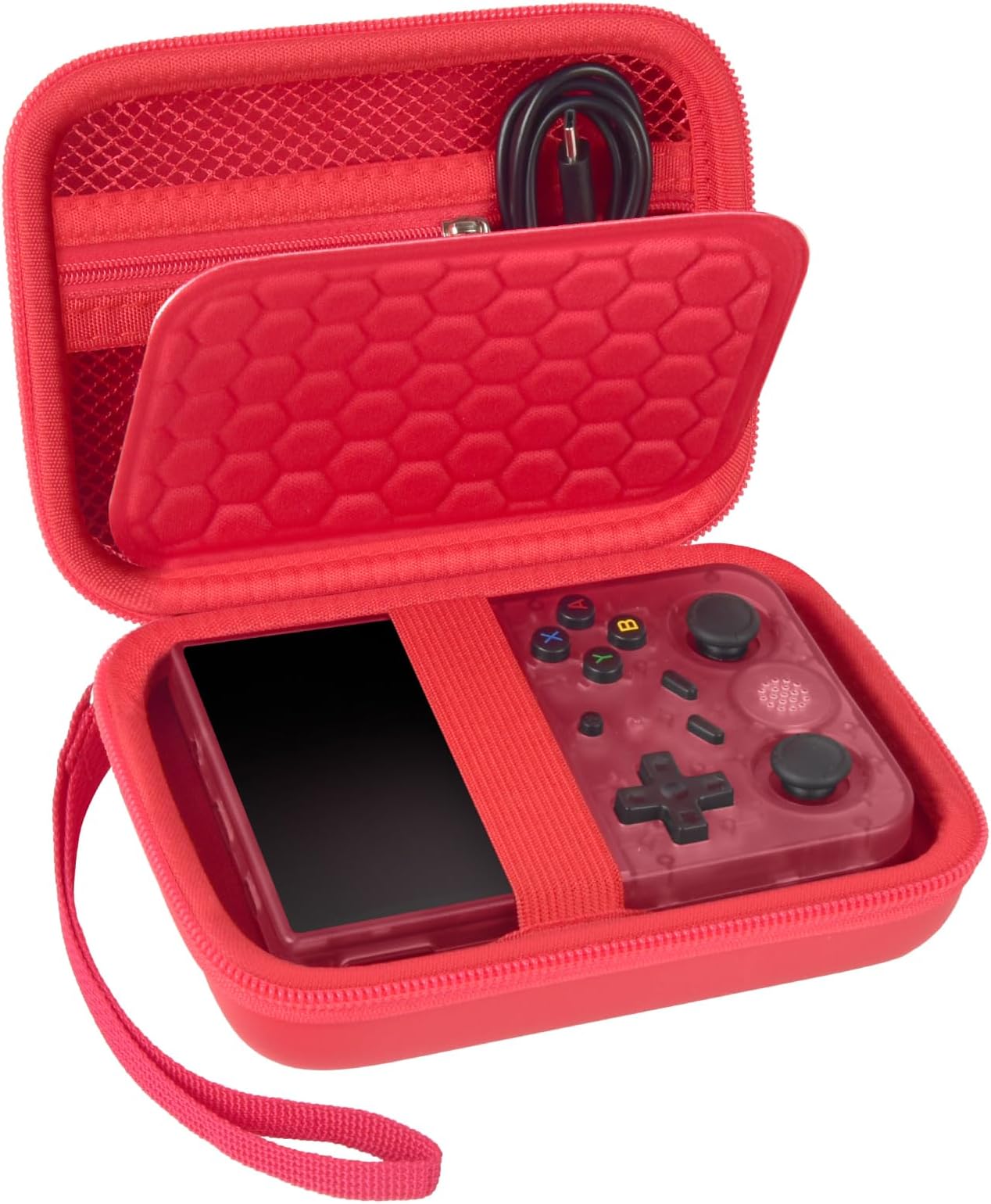 PAIYULE Travel Case Compatible with RG353V/ RG353VS Retro Handheld Game Console, Handheld Emulator Storage Holder Organizer, Android Game Console Carrying Bag (Red) (Box Only)
