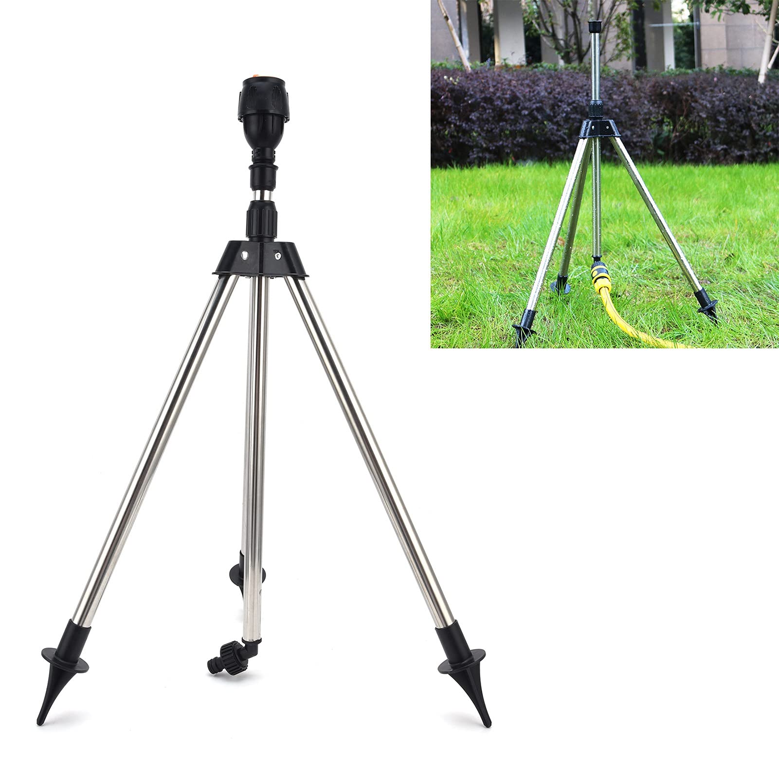 Irrigatore Rotante a treppiede, irrigatore da Giardino, irrigazione Automatica Rotante con ugello di irrigazione a 360 Gradi, irrigatore telescopico a treppiede per Giardino Cortile Prato