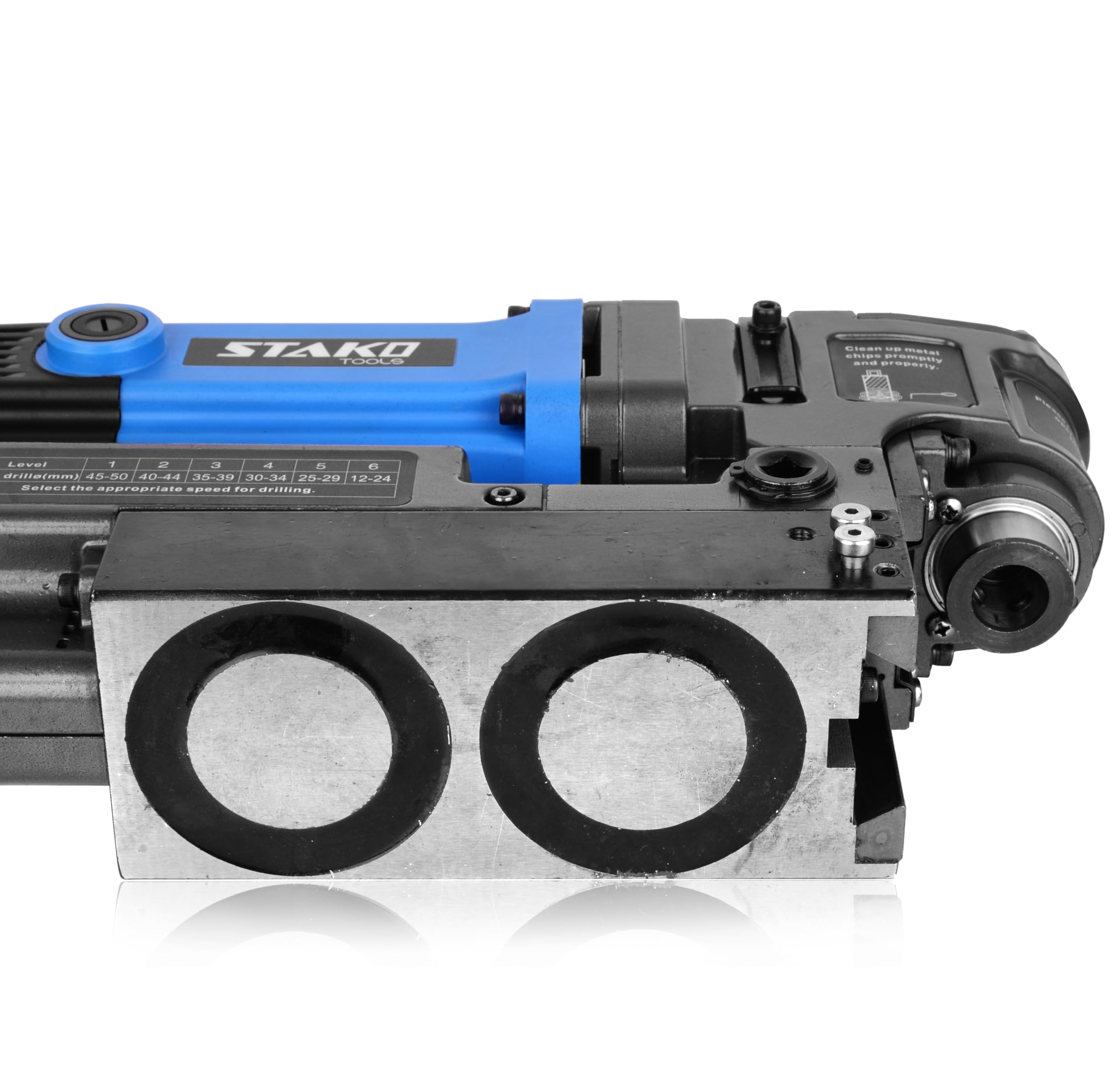STAKO Perceuse magnétique à profil bas 1950W avec mallette ST-50PRO - Perceuse à noyau portable pour le travail des métaux - avec Weldon 19 mm - Léger 10 kg - Force magnétique 16500N - Perceuse à