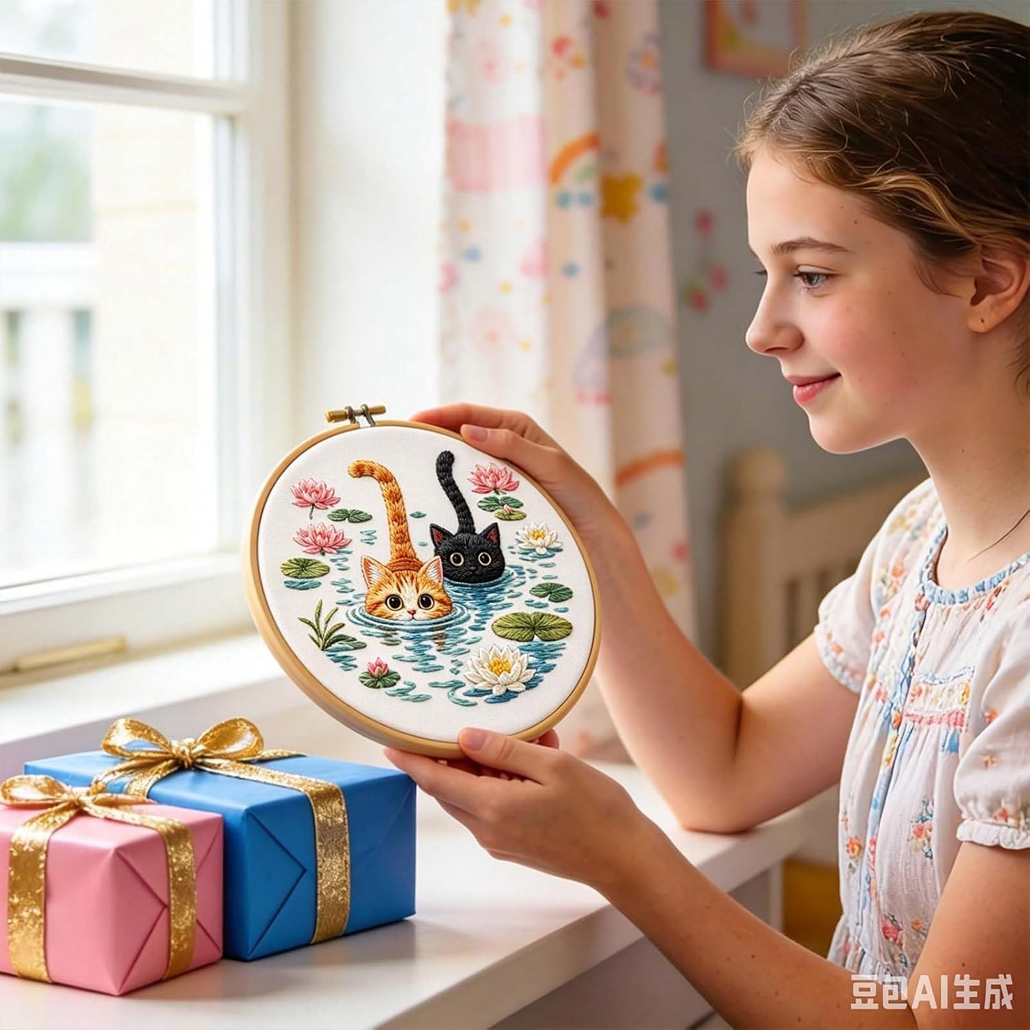 niurenmaoyi Cat Embroidery Kit for Beginners,Sewing Kit for Adults