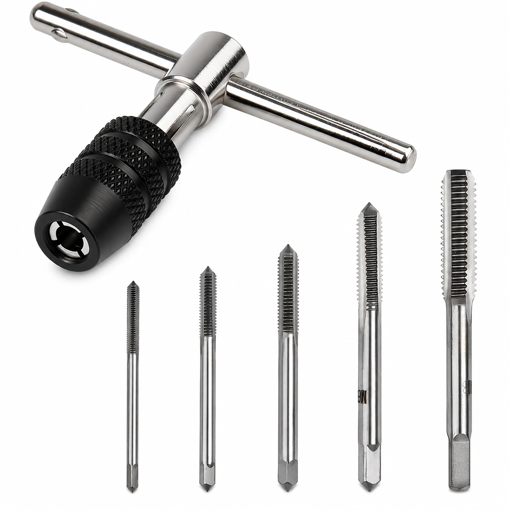 7 Pcs Thread Tap Set, Adjustable Tap Wrench with M3 M4 M5 M6 M8