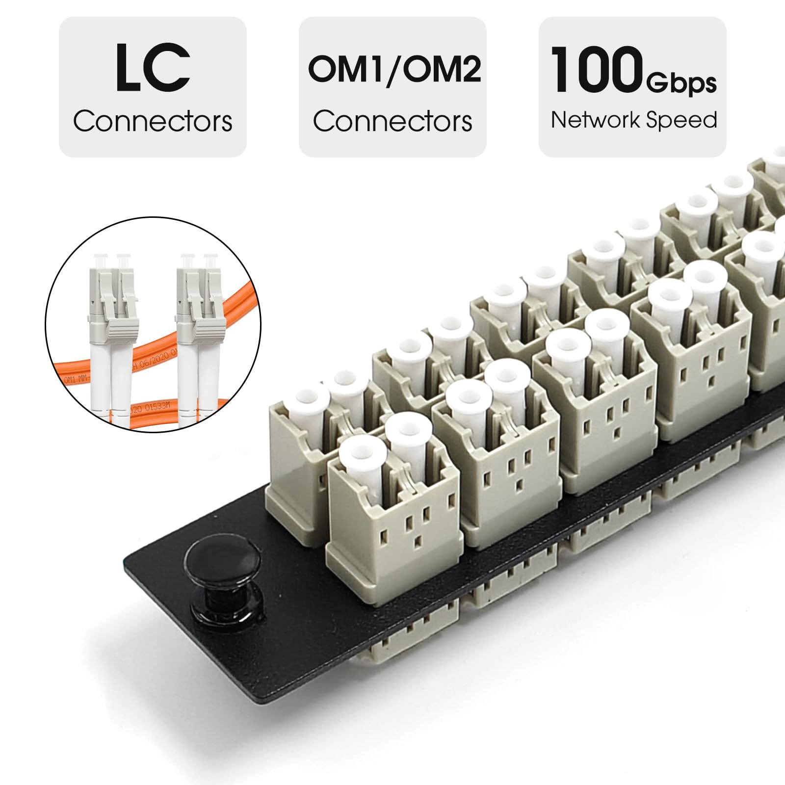 Lot de 2 panneaux de brassage en fibre duplex LC/MM avec adaptateurs LC multimode gris duplex, 24 ports fibre