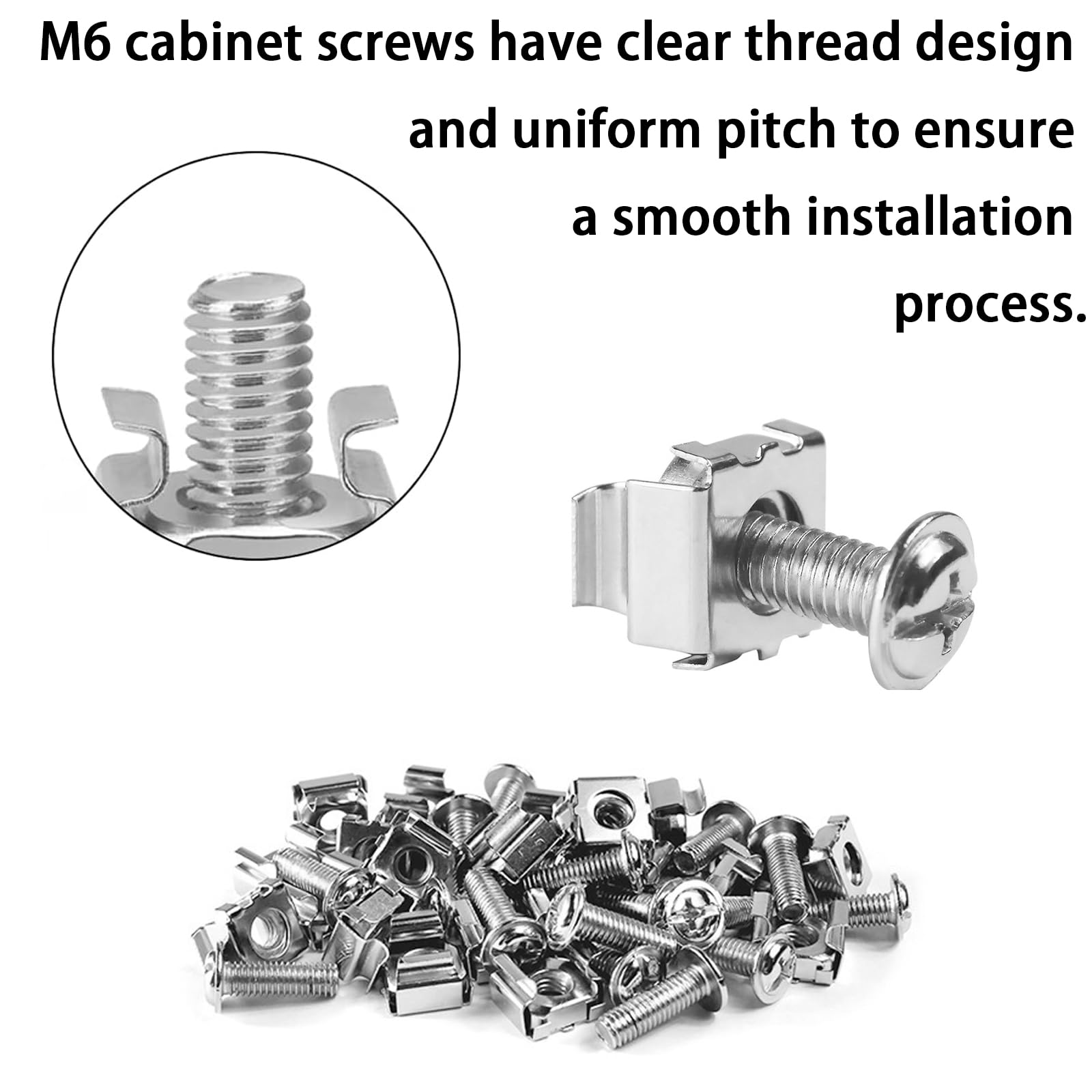 50x Set di Viti con Gabbia M6, Viti e Dadi in Gabbia per Armadio Rack, Viti di montaggio per armadietti server, M6x16mm Dadi a Gabbias per Montaggio a Rack, Armadi di Server Accessori