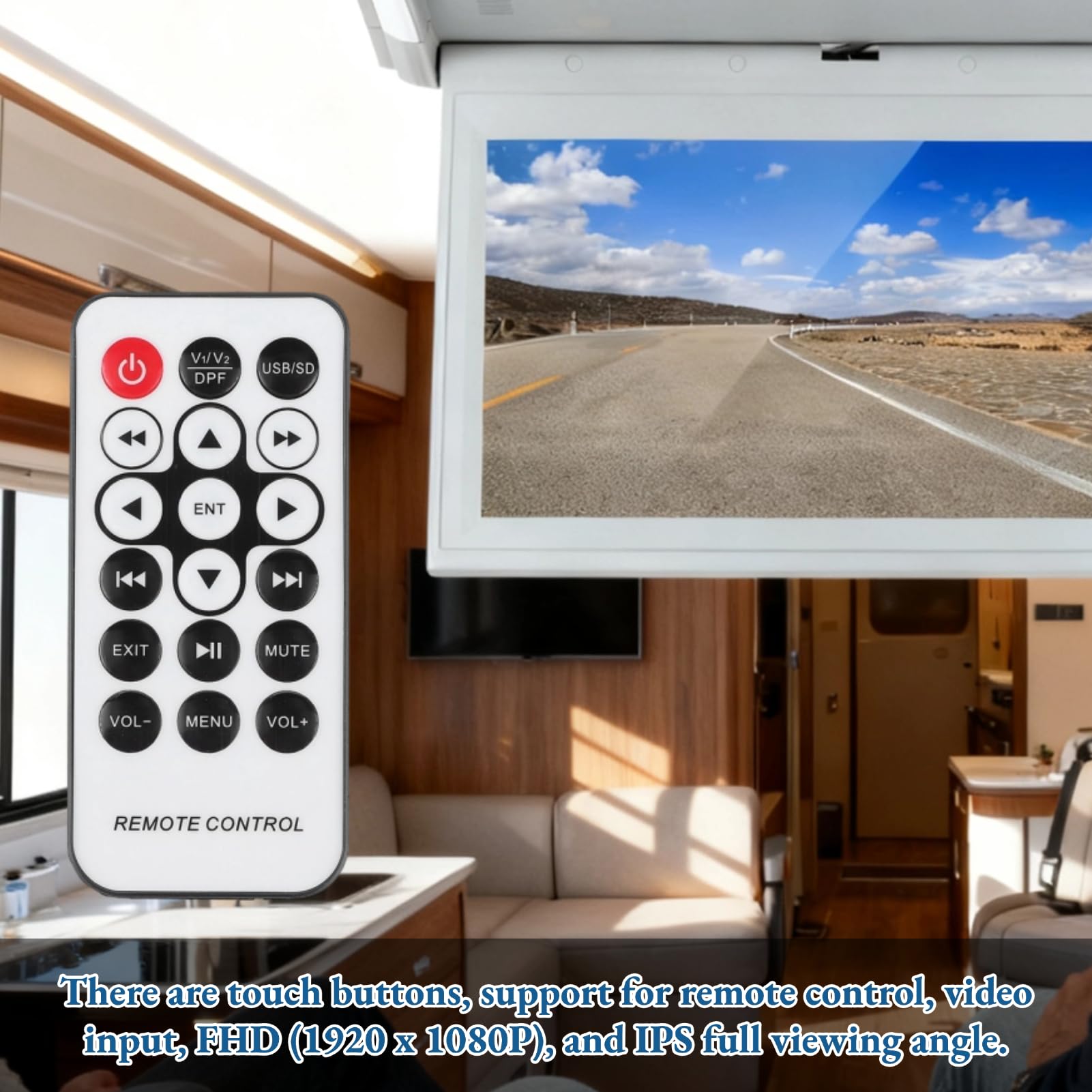 LED 1080P Car Overhead Flip Down Monitor IPS Full View Techo HD Digital TV Car Stereo Player MP5 11.6 In Car Mount Screen HDMI IR FM USB SD 12V / 24V