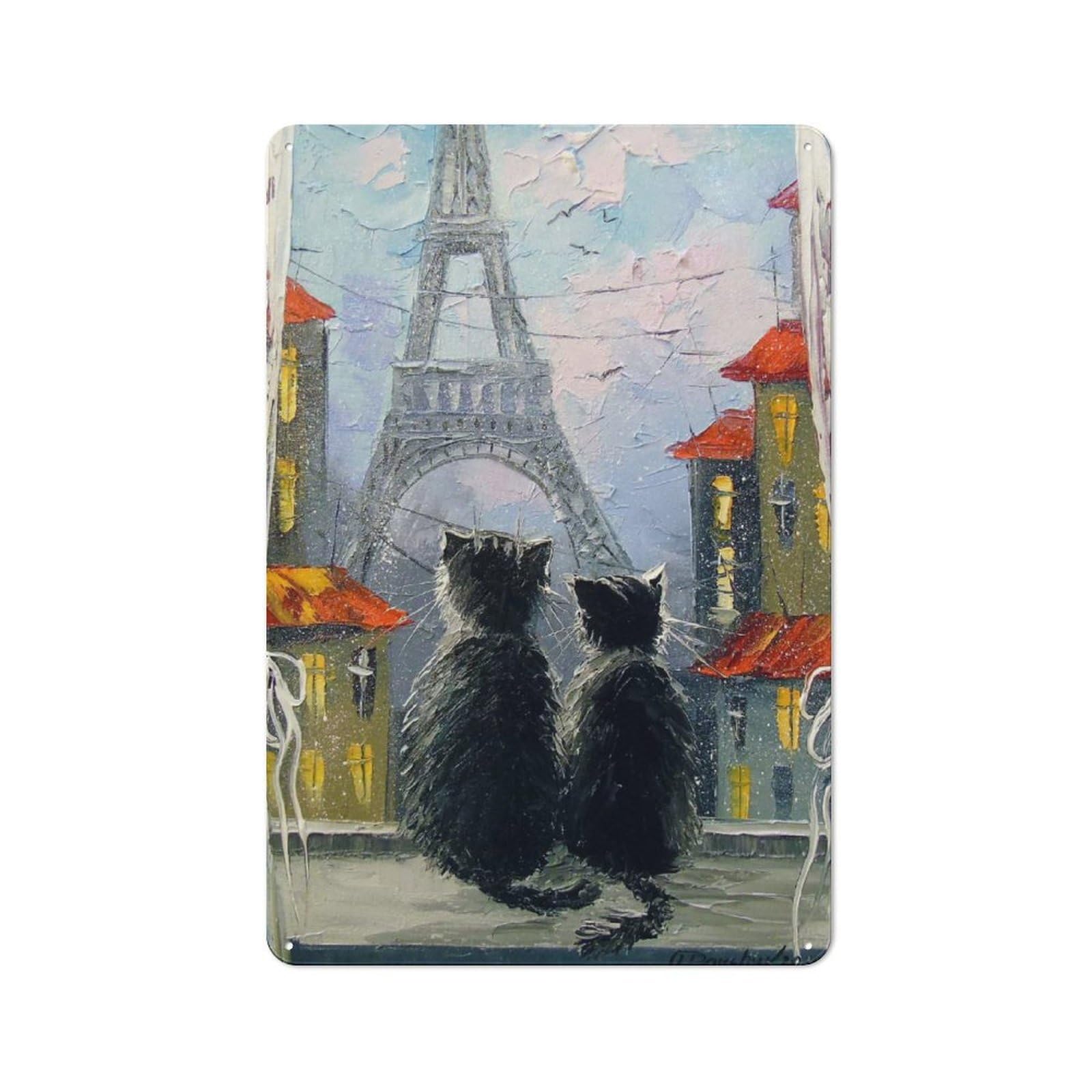 Junmoney Parisians Warehouse Style Decorative Metal Plaque 30X20cm, Industrial Wall Decor For Loft, Studio, Office Or Creative Room