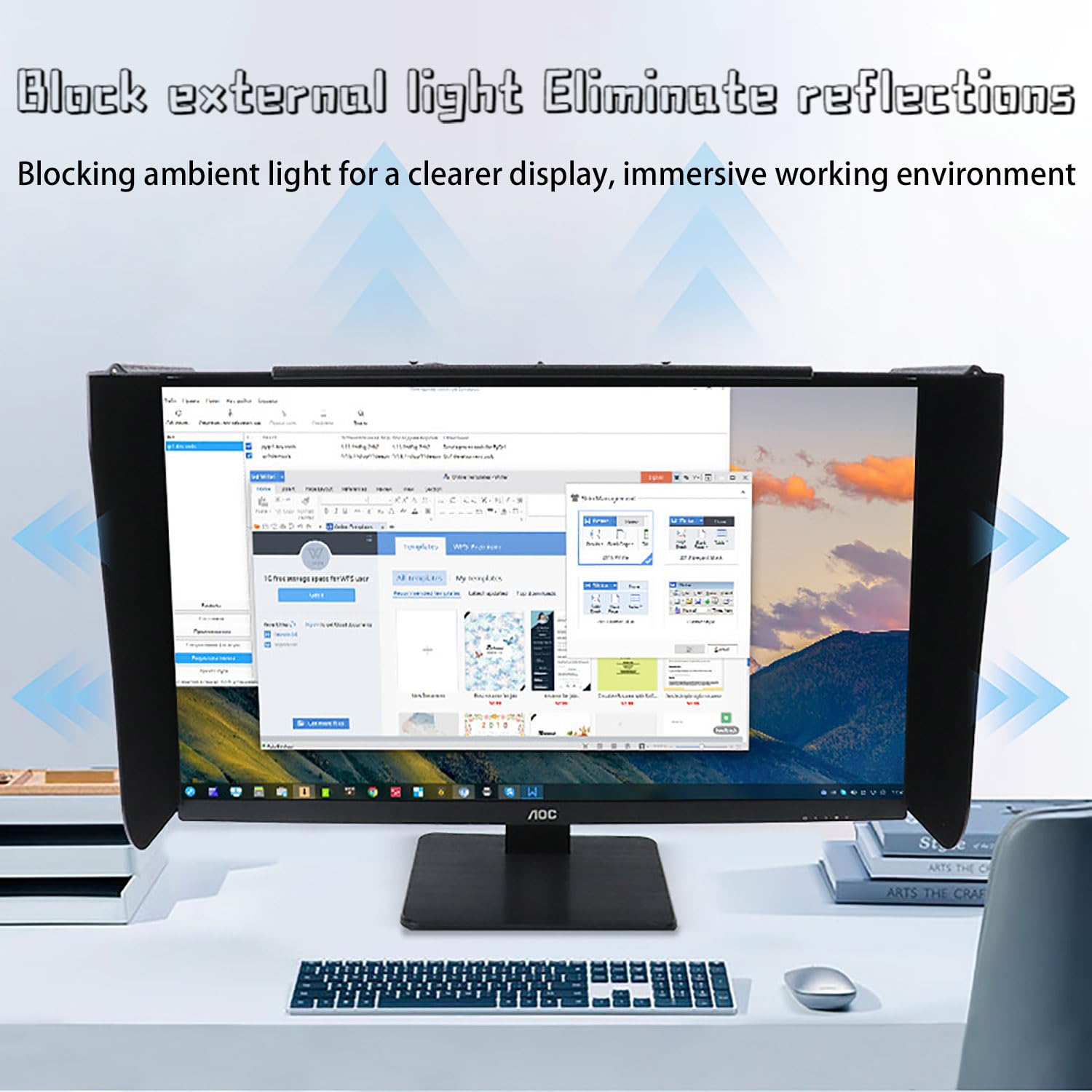 Parasole Per Monitor,17-27 Pollici Coprimonitor Regolabile Parasole per Schermo,per Cornice Esterna del Monitor, Offre Protezione Della Privacy