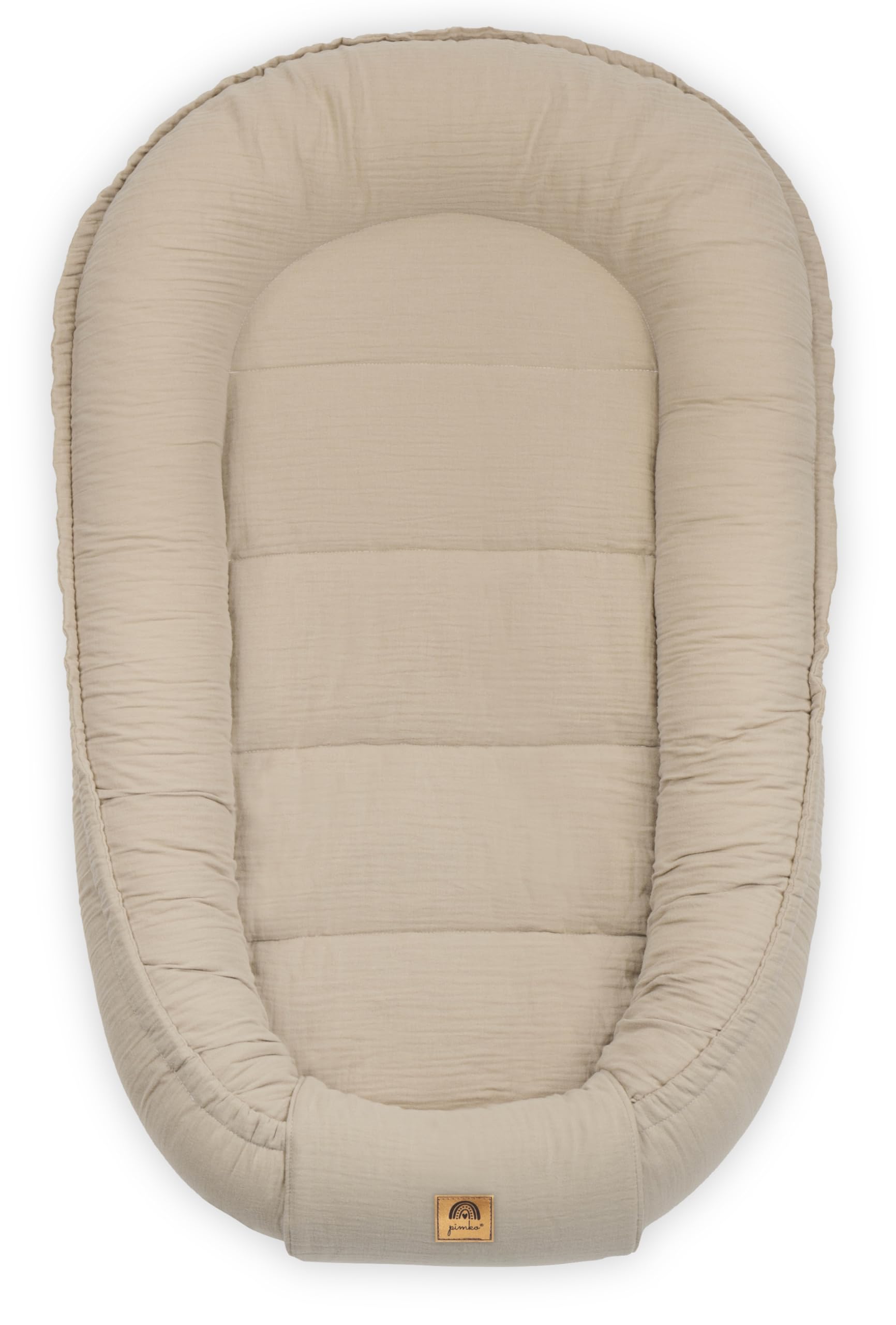 PIMKO Babynest Babynestchen für Baby Kuschelnest Babykokon für Säuglinge und Neugeborene Nestchen 60 x 90 cm 100% Baumwolle Musselin - Beige Latte