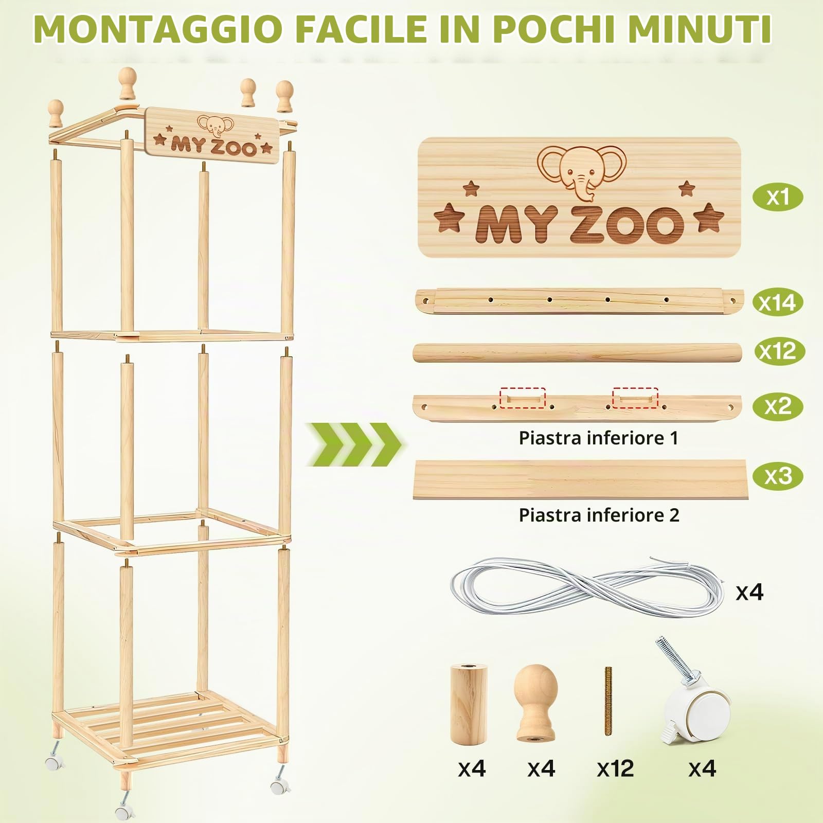 Porta Peluche Design Zoo in Legno,Organizer per Peluche con Ruote Frenate,Organizer per 𝐆𝐢𝐨𝐜𝐚𝐭𝐭𝐨𝐥𝐢 Salvaspazio con Grande Capacità,136 cm,per Cameretta 𝐁𝐚𝐦𝐛𝐢𝐧𝐢 Stanza dei 𝐆𝐢𝐨𝐜𝐡𝐢 | per riporre animali e giocattoli, 136 cm, con grande capacità, per il bagno