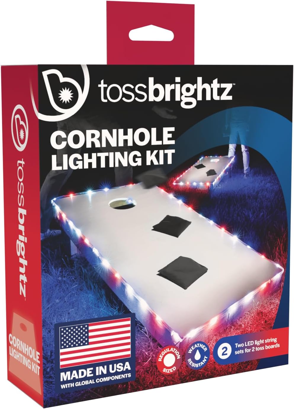TossBrightz LED Cornhole Lights (Set of Two) - Weather Resistant Kit