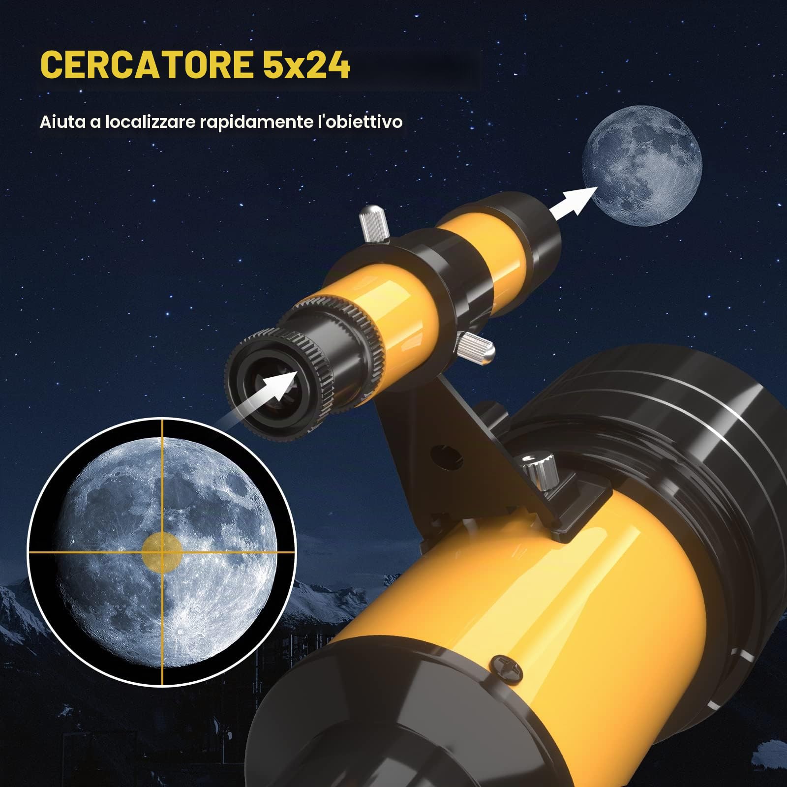 Telescopio Astronomico, 70/300mm Professionale Rifrattore Telescopio con Cercatore, Treppiede Regolabile, Adattatore Telefonico, per Principianti Adulti Bambini Hobbisti per Osservare La Luna, 15-150X