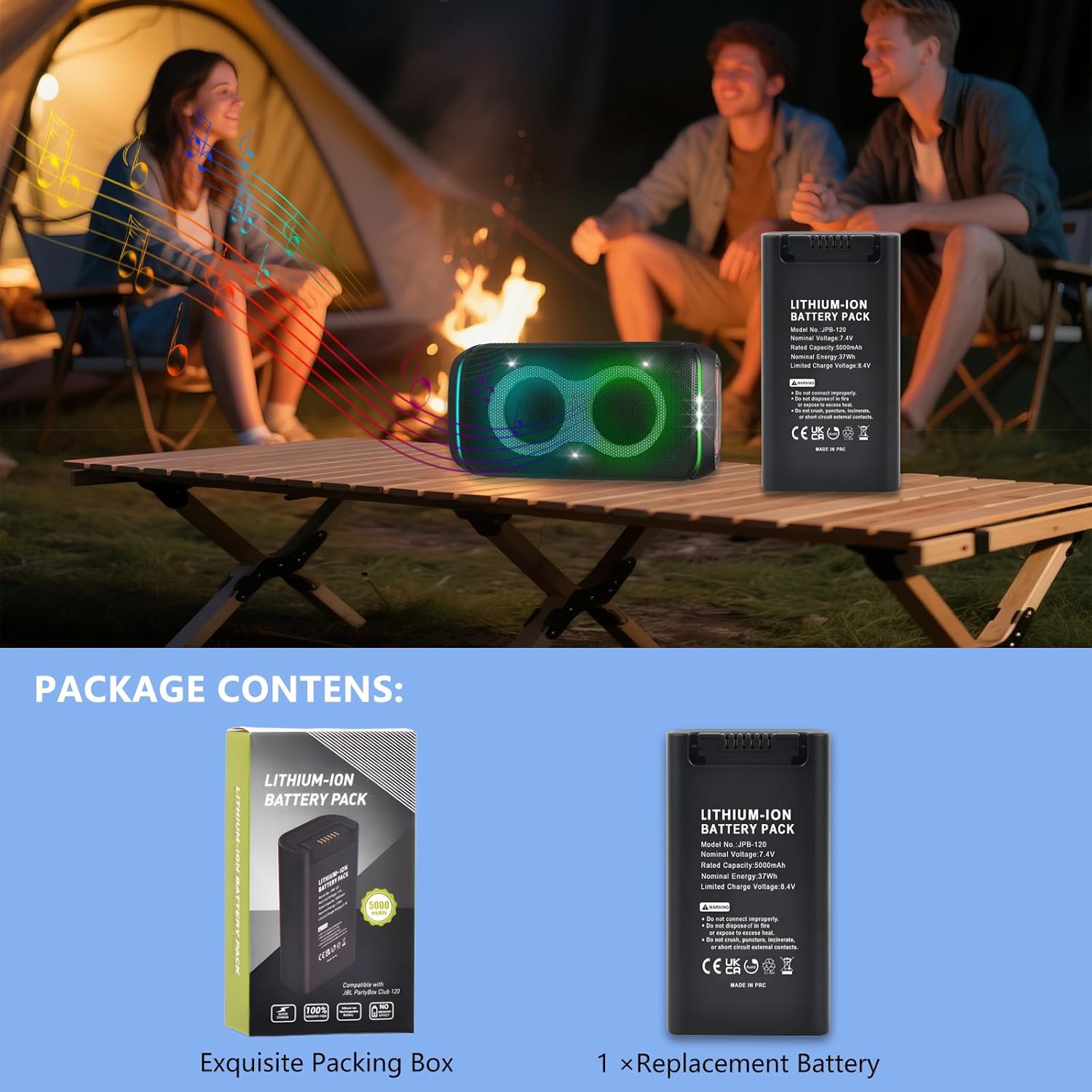 Pickle Power Replacement for JBL Battery 200, 5000mA Rechargeable Battery Compatible with JBL PartyBox Club 120 Portable Speaker Only - Image 7